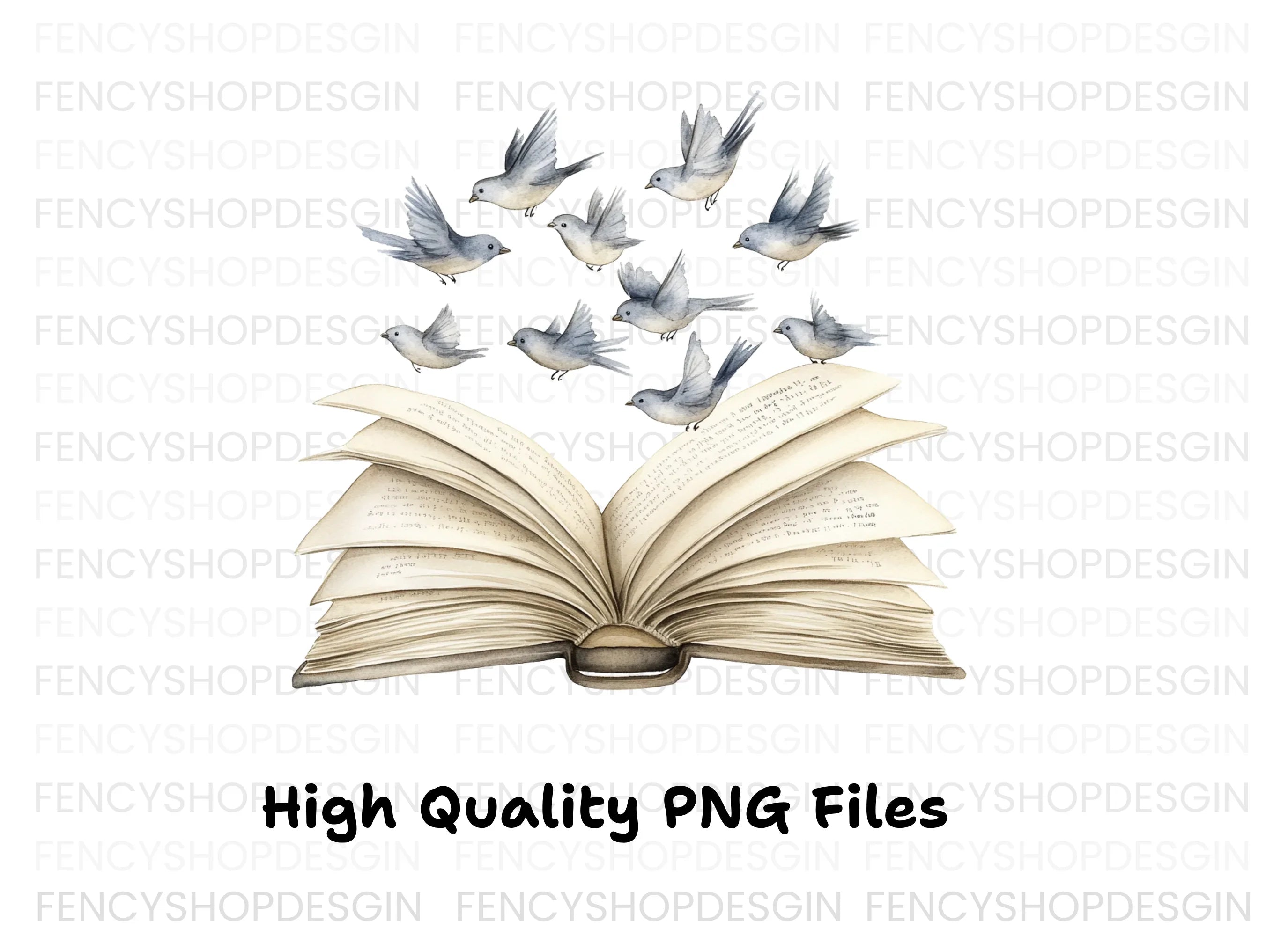 Open Books with Flying Doves Clipart Bundle