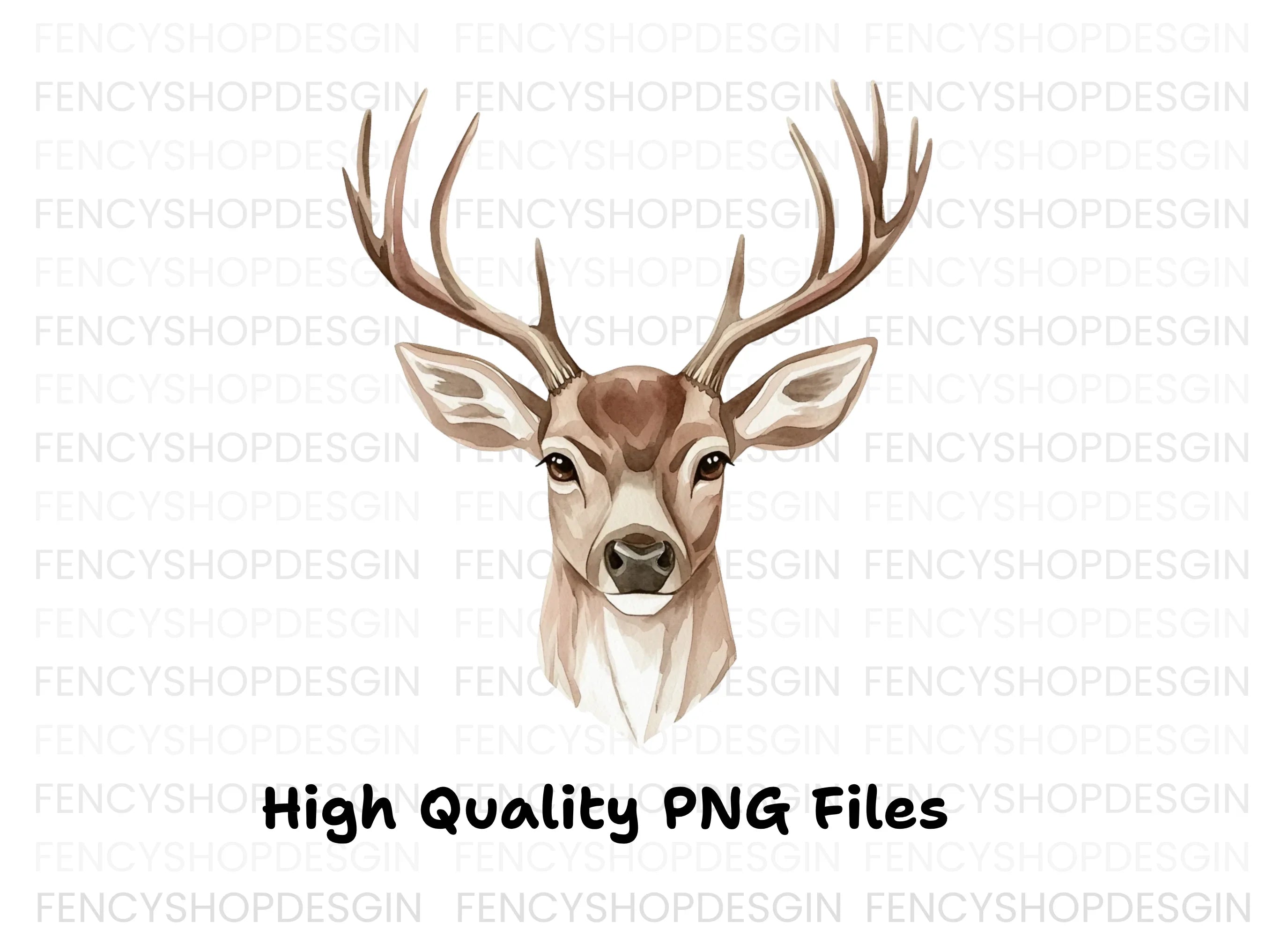 Deer Head Geometric Realistic Clipart Bundle