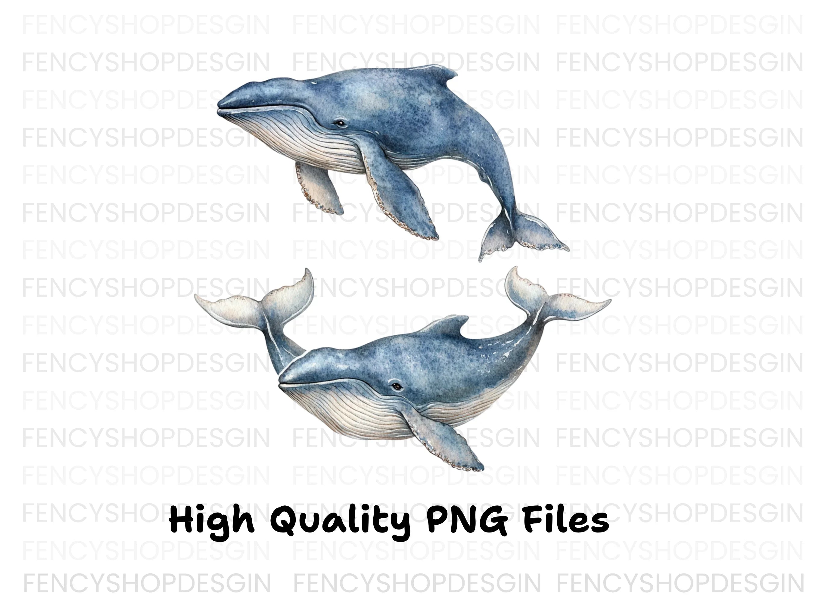 Majestic Blue Whale Clipart Bundle