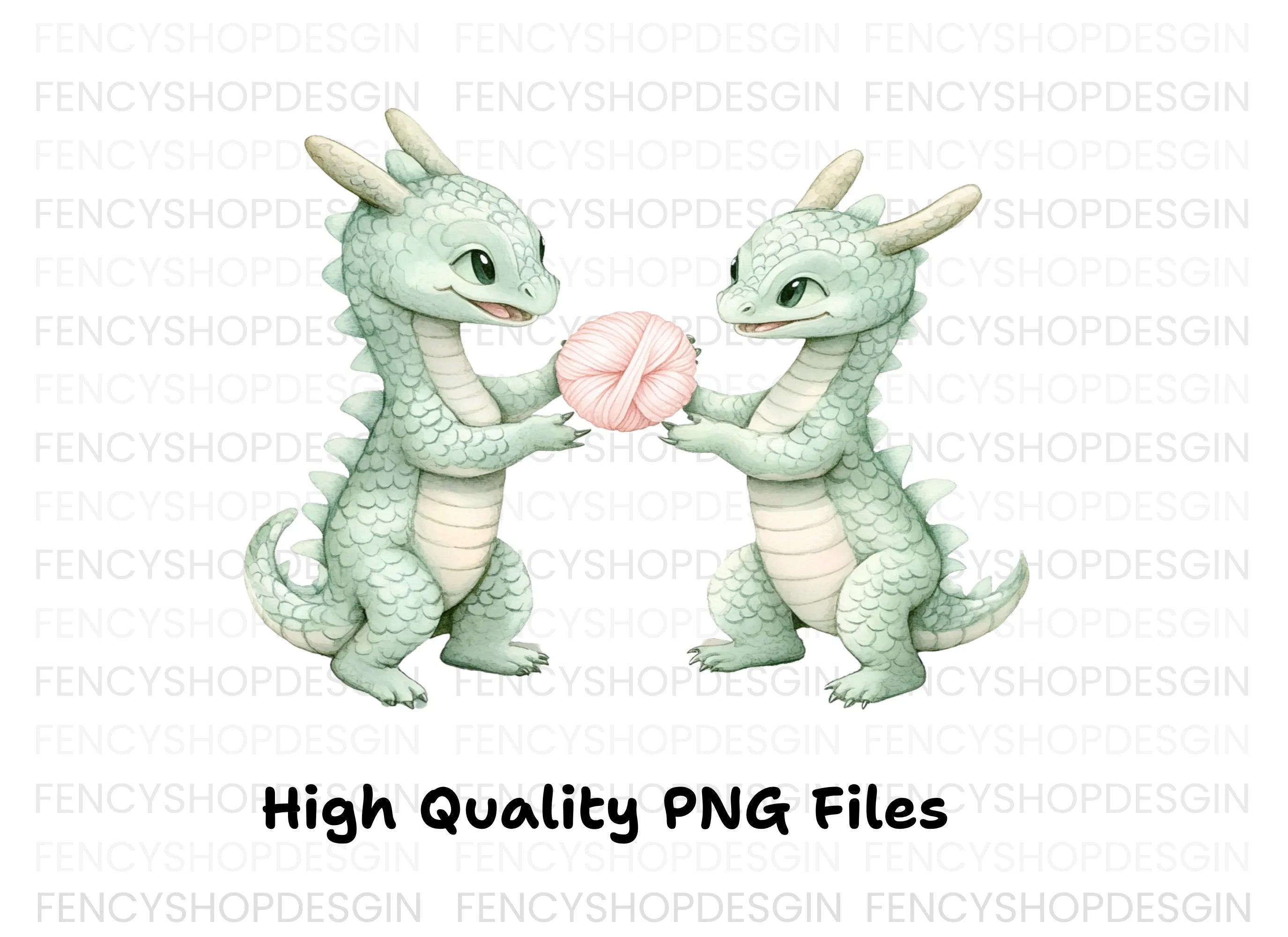 Cute Baby Dragon Yarn Clipart Bundle