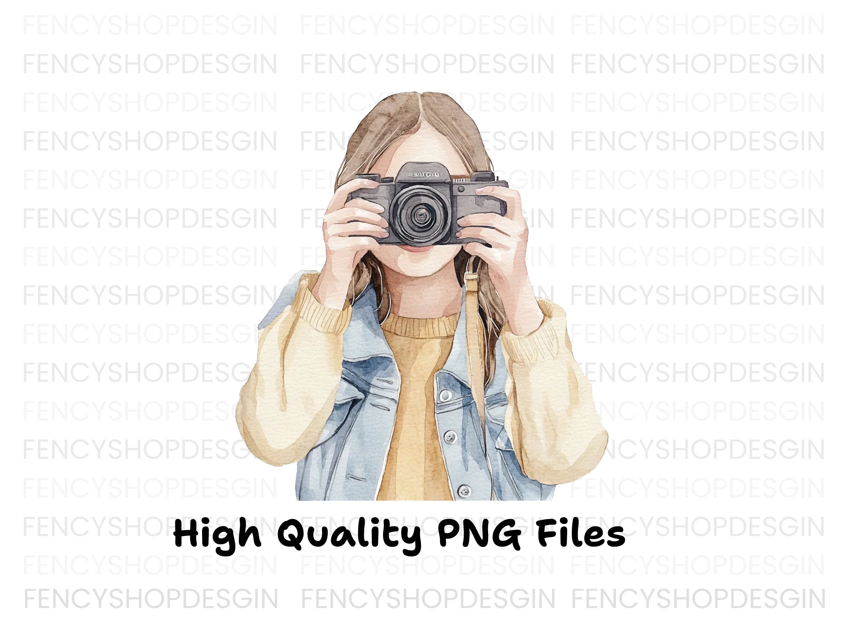 Stylish Girl Photographer Clipart Bundle