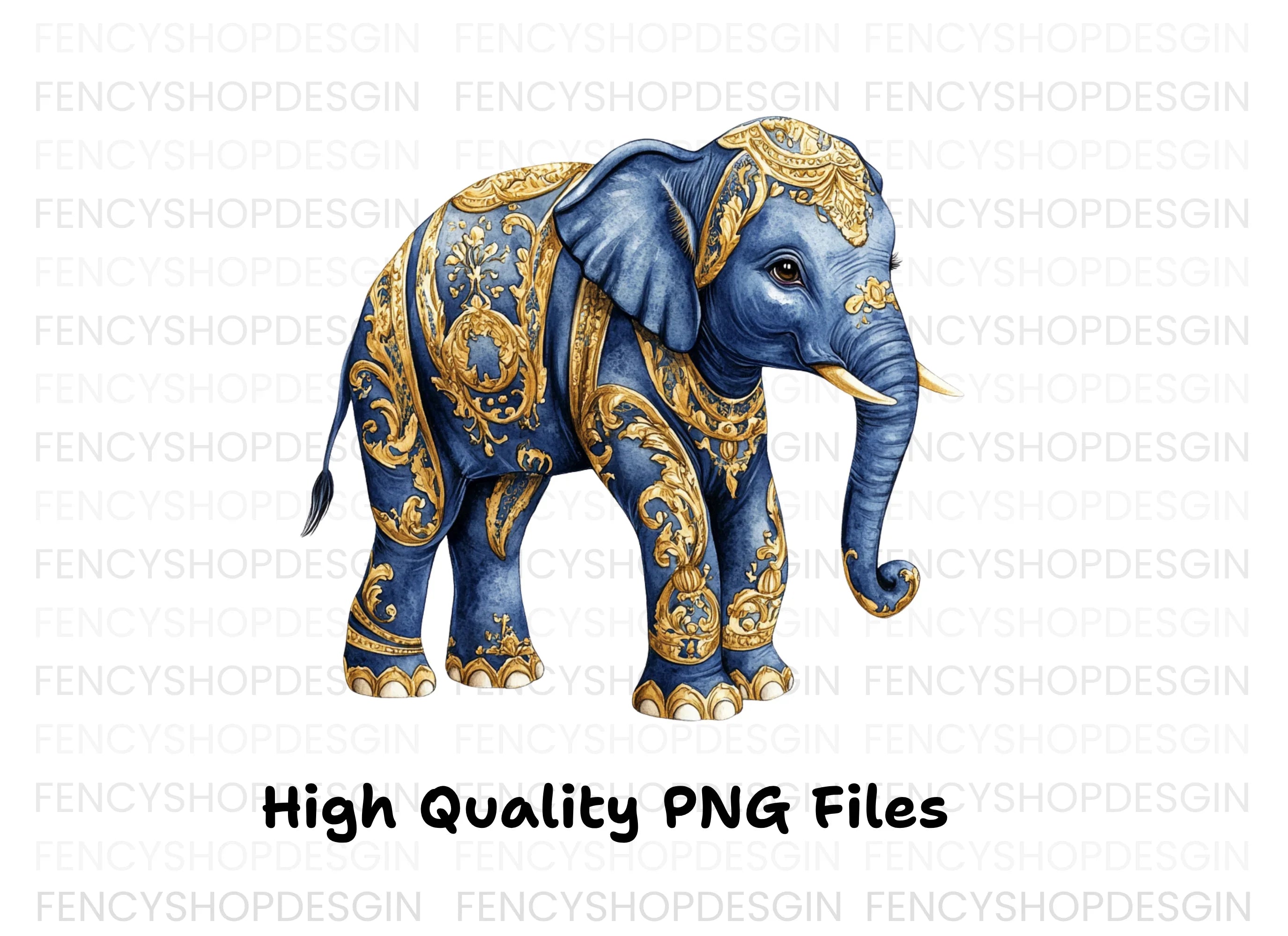 Majestic Blue Elephant Clipart Bundle