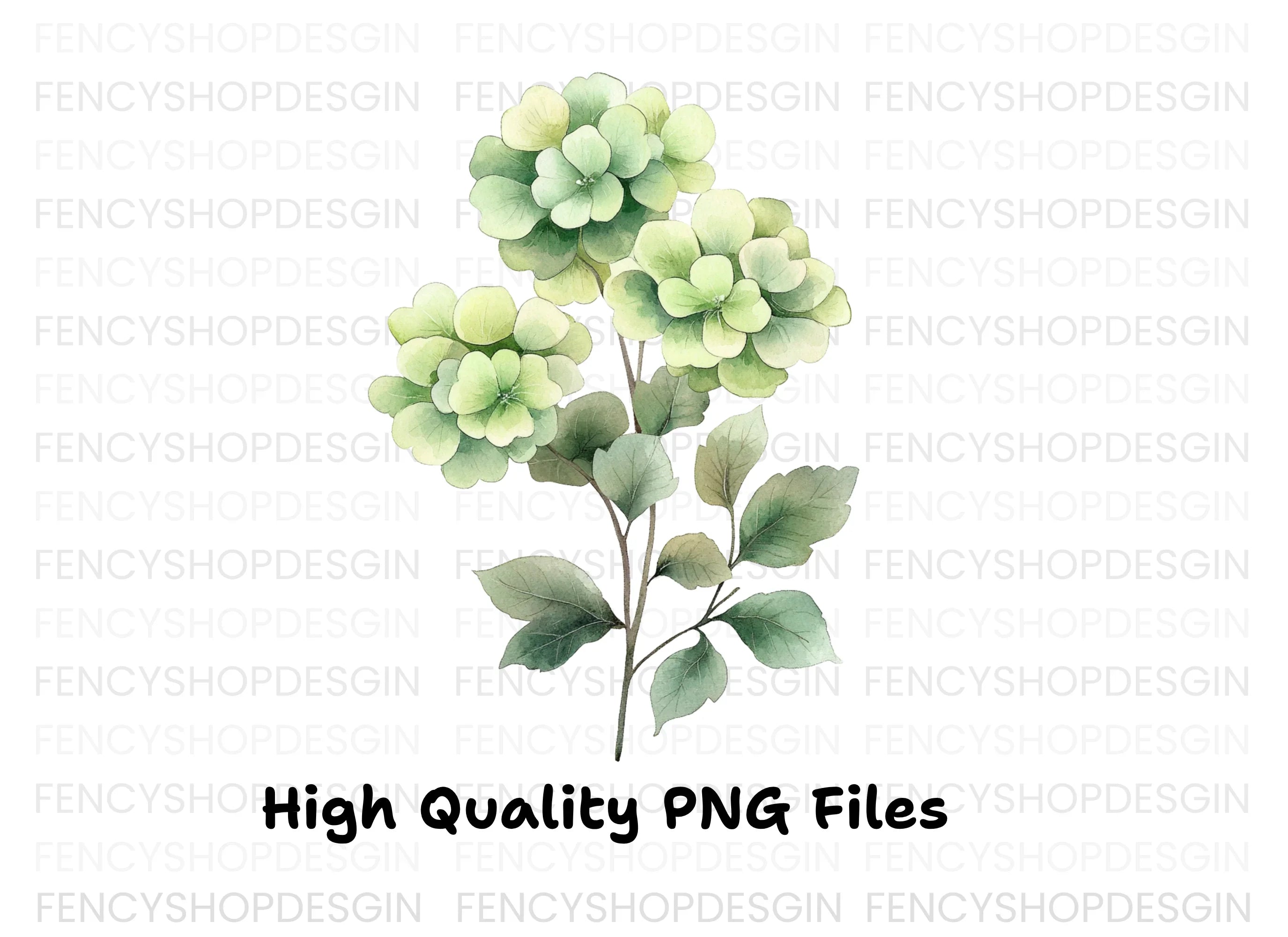 Green Hydrangea Clipart Bundle