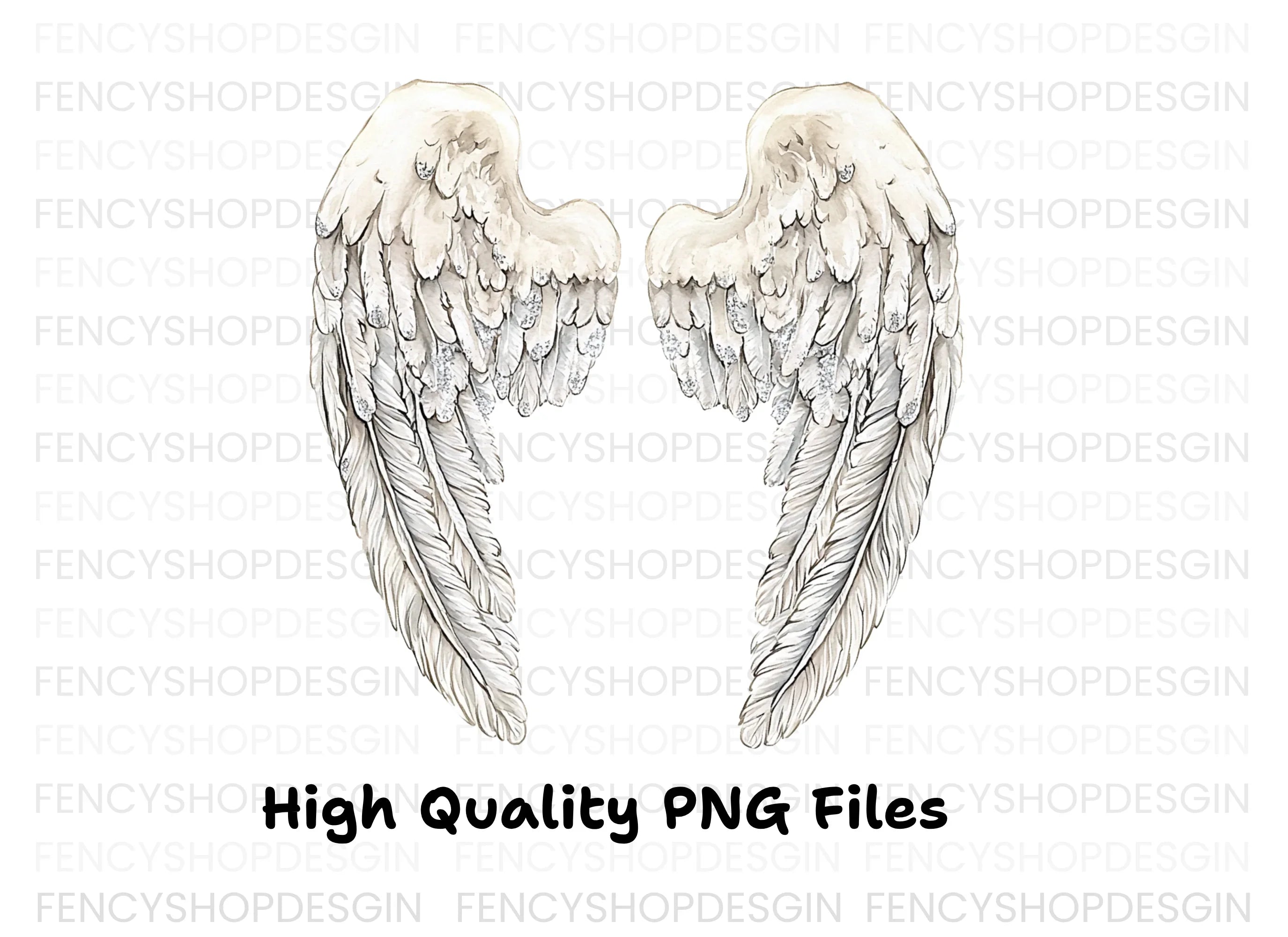 Graceful White Feathered Wings Clipart Bundle