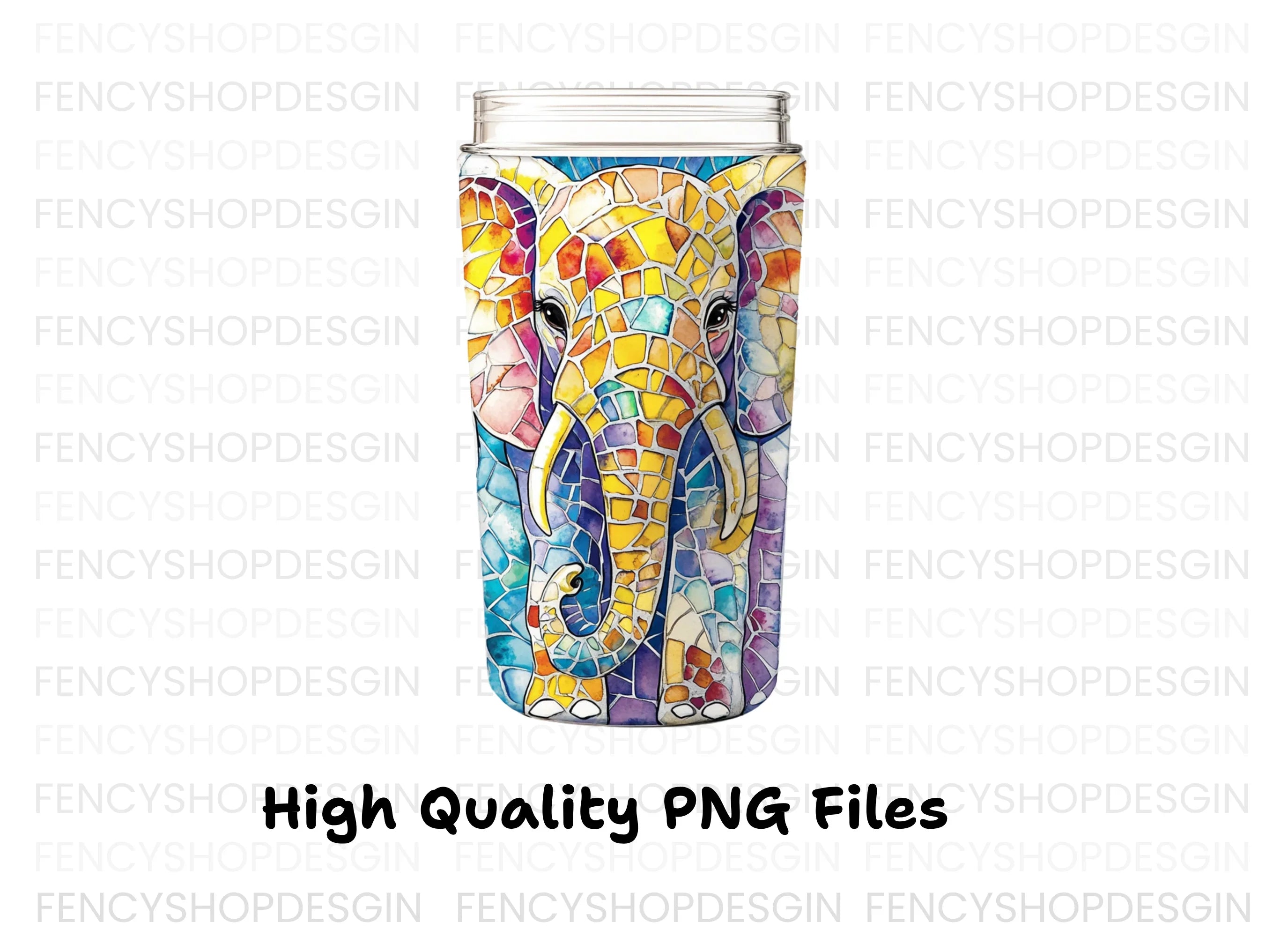 Mosaic Elephant Tumbler Clipart Bundle
