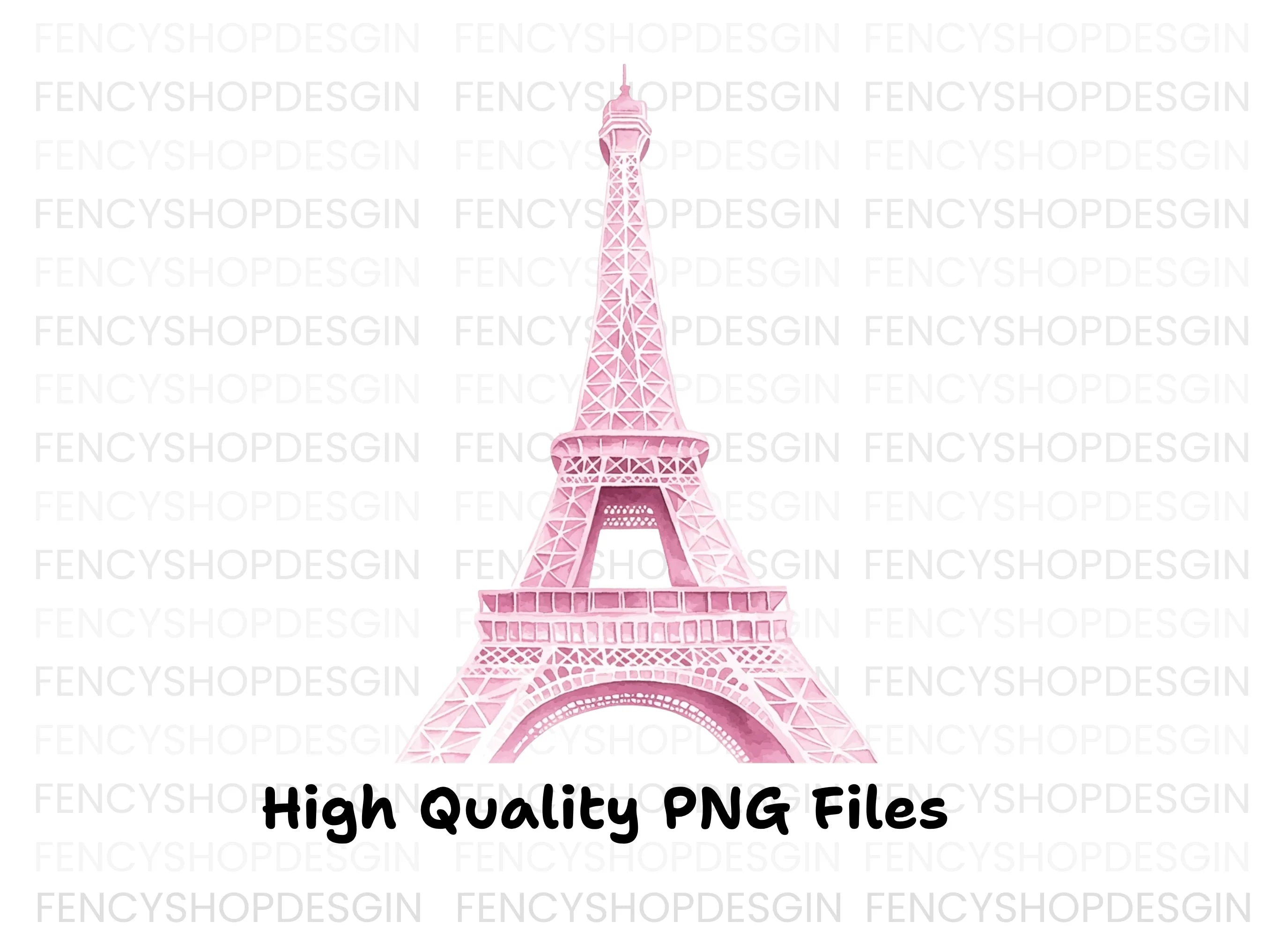 Pink Eiffel Tower Clipart Bundle