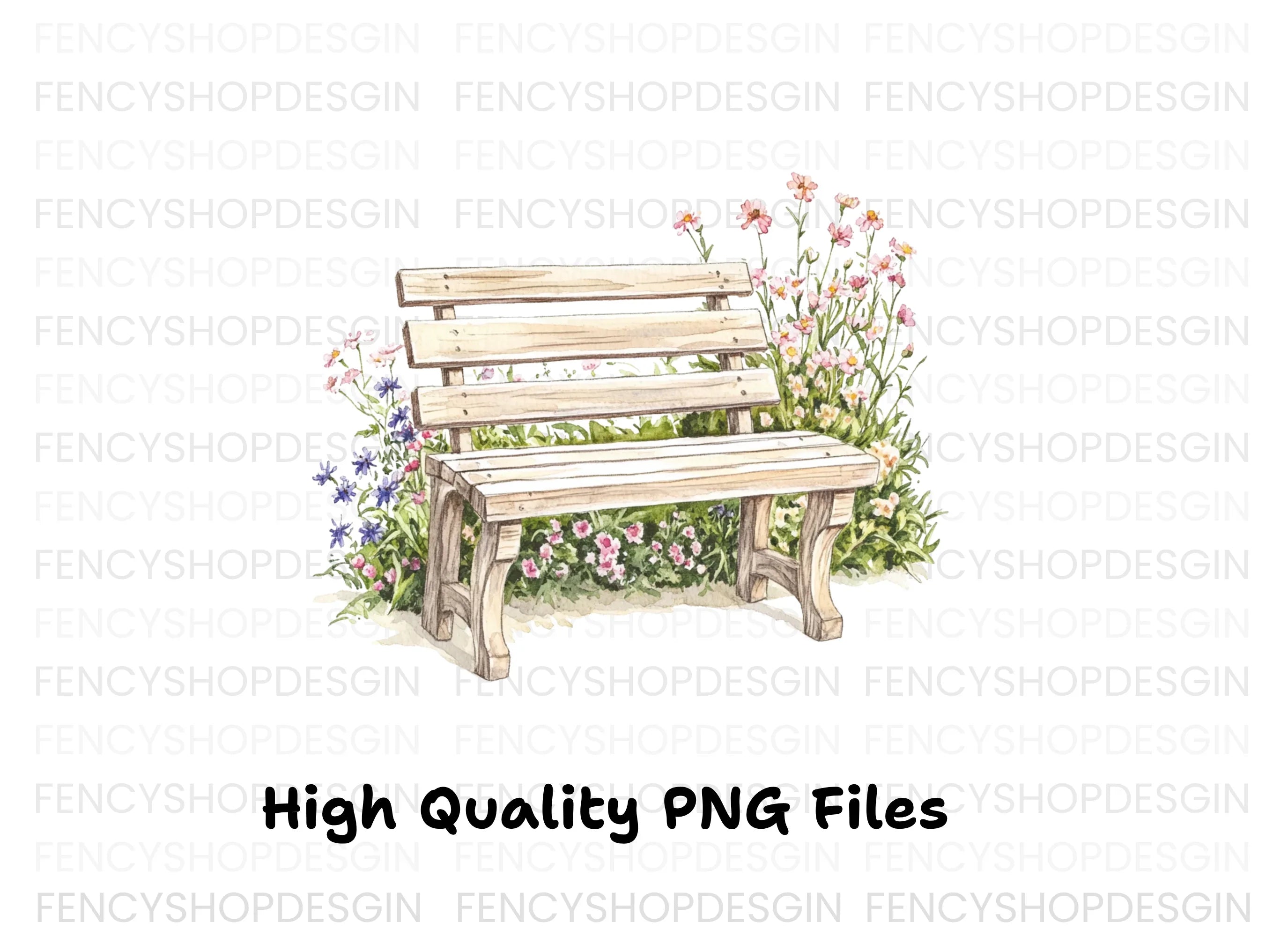 Floral Bench Clipart Bundle