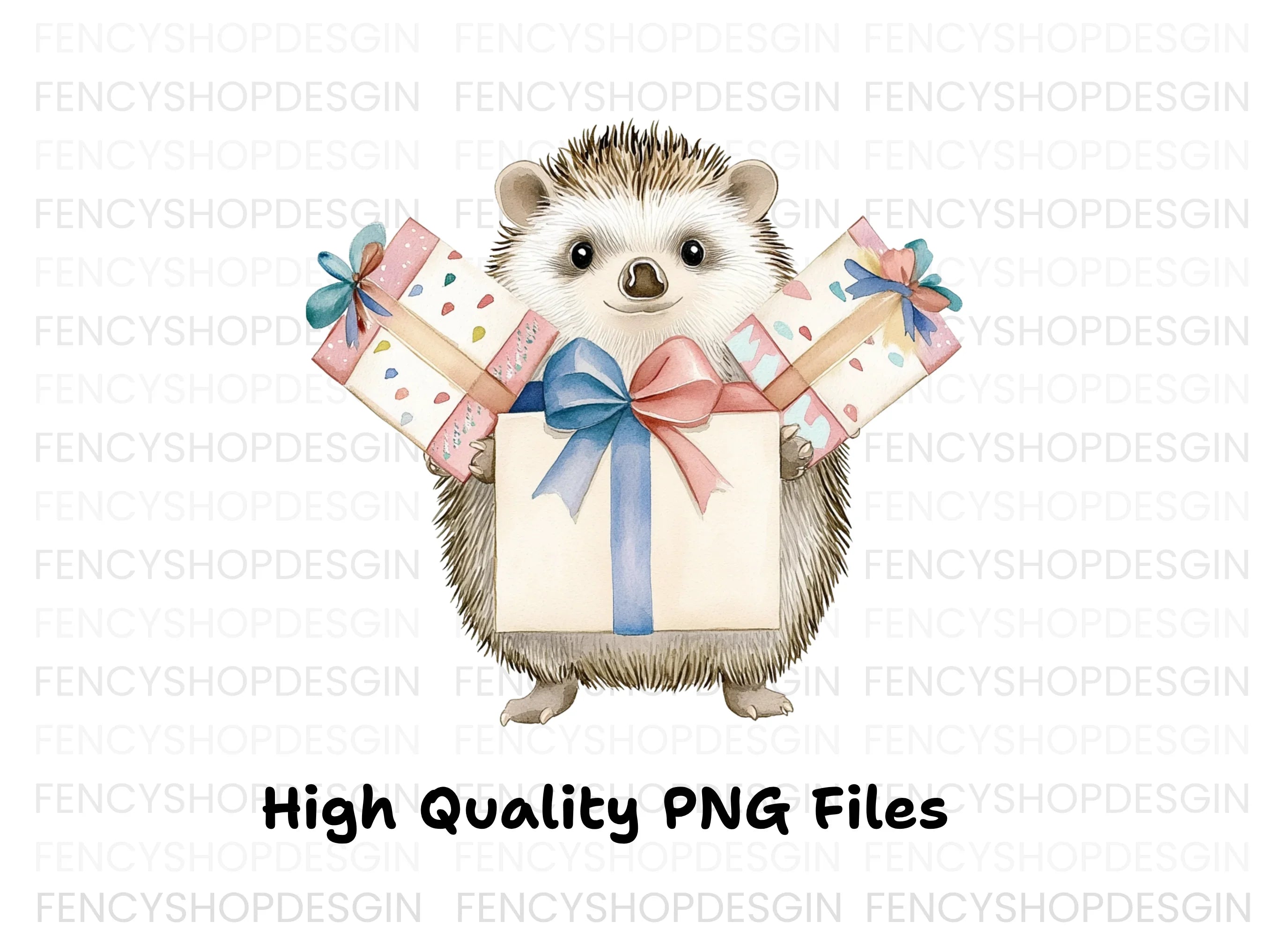 Cute Hedgehog Christmas Gift Clipart Bundle