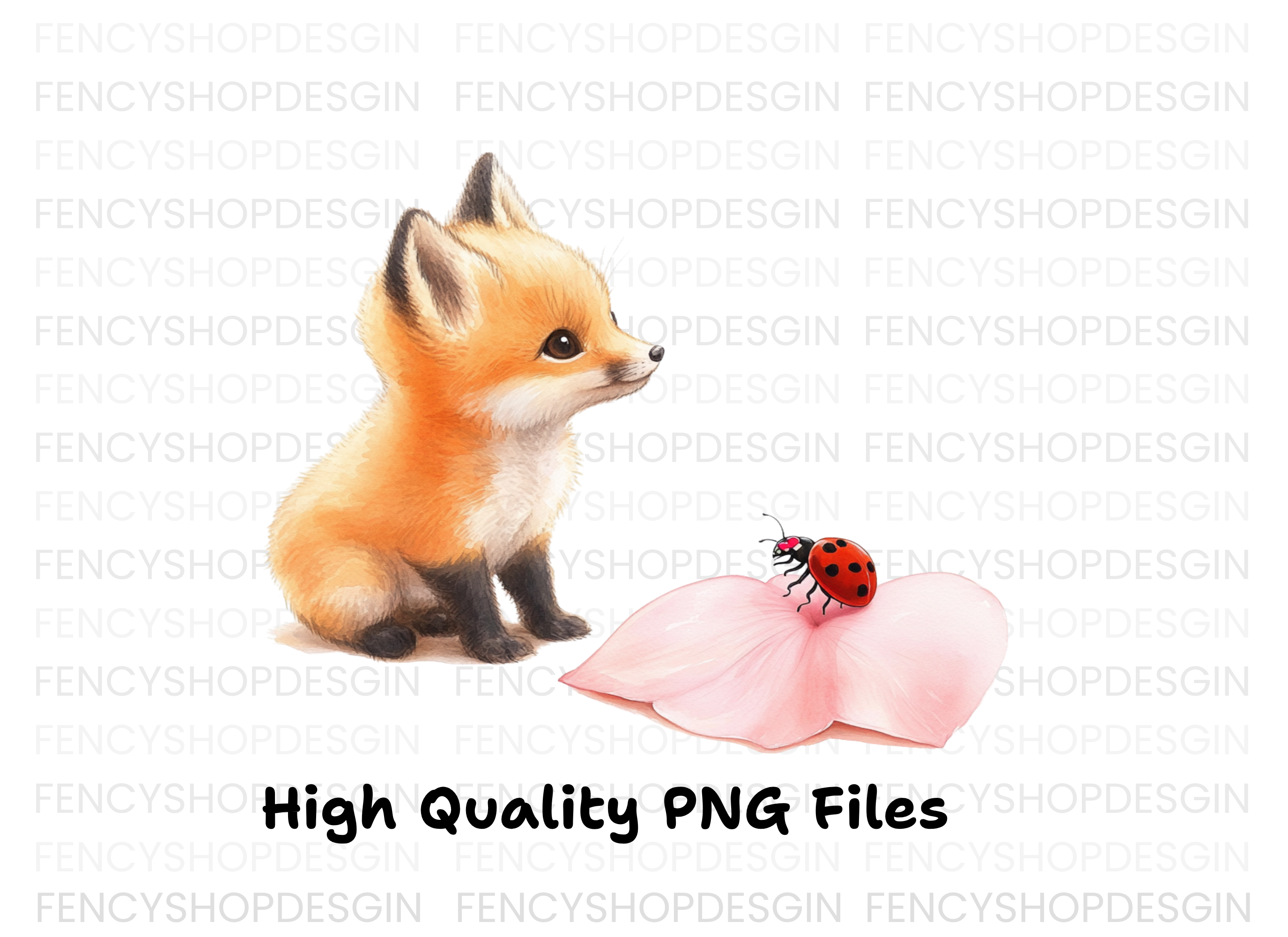 Adorable Fox and Ladybug Clipart Bundle