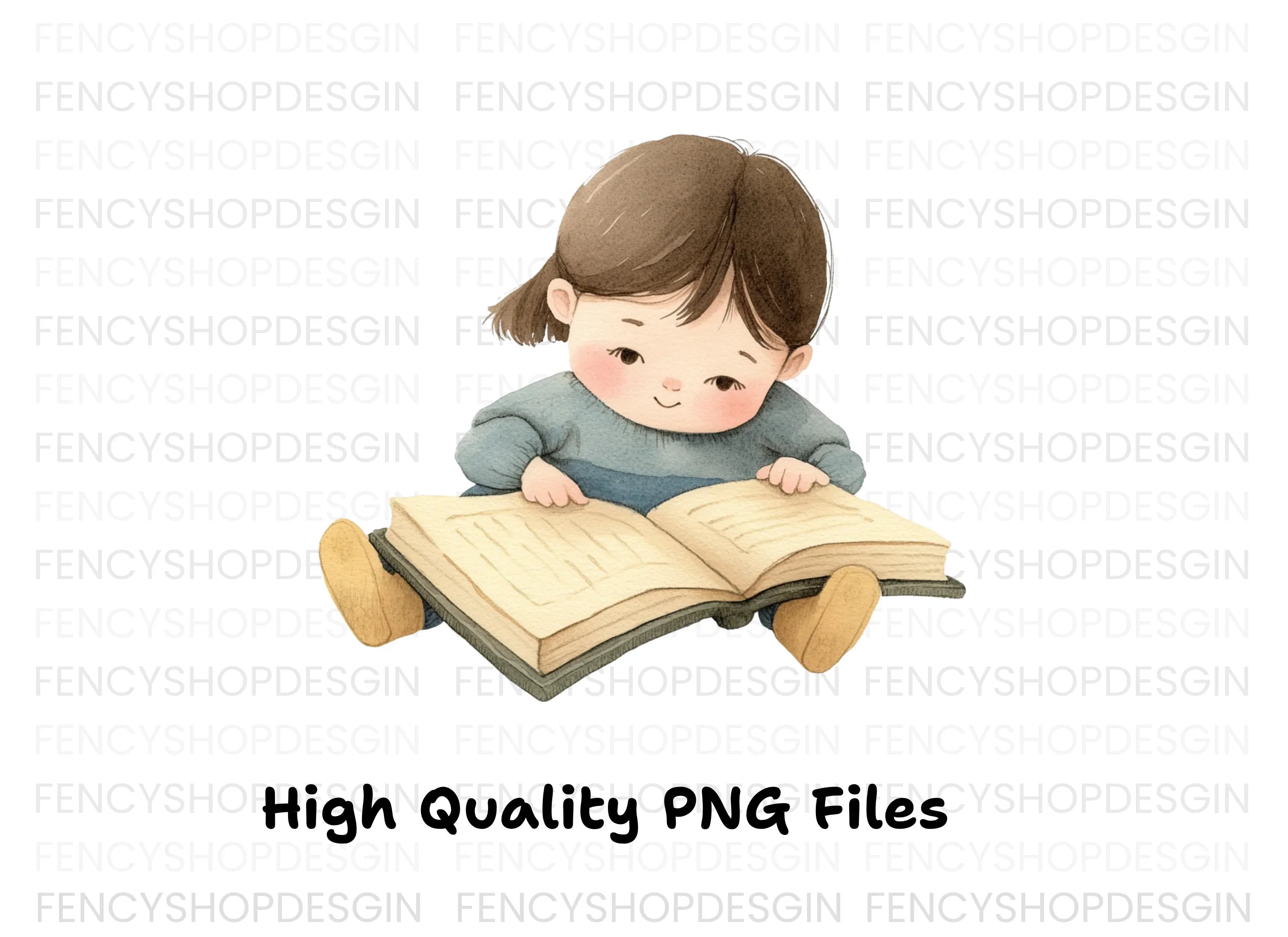 Cute Girl Reading Book Clipart Bundle