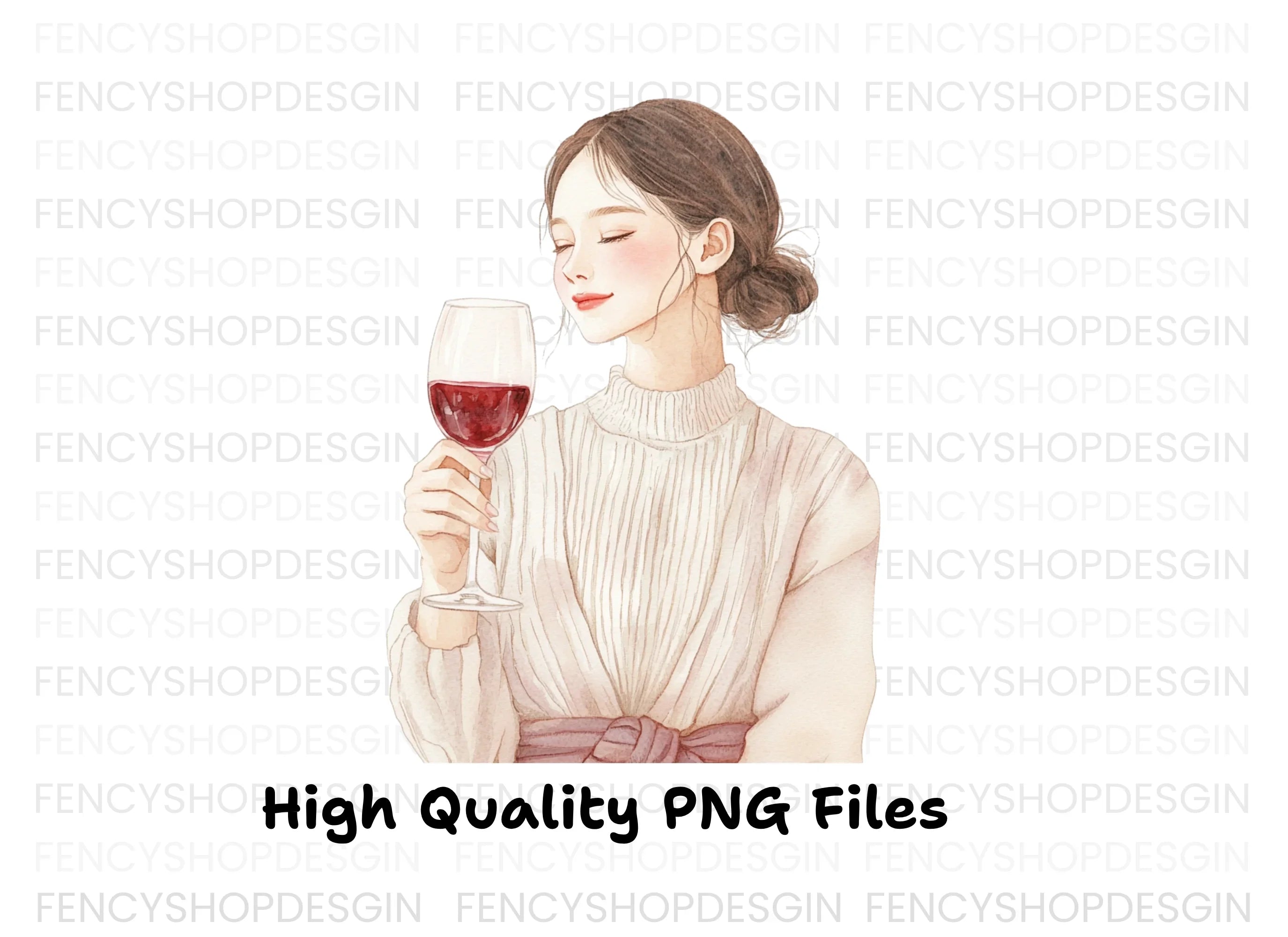 Elegant Women Enjoying Red Wine Clipart Bundle