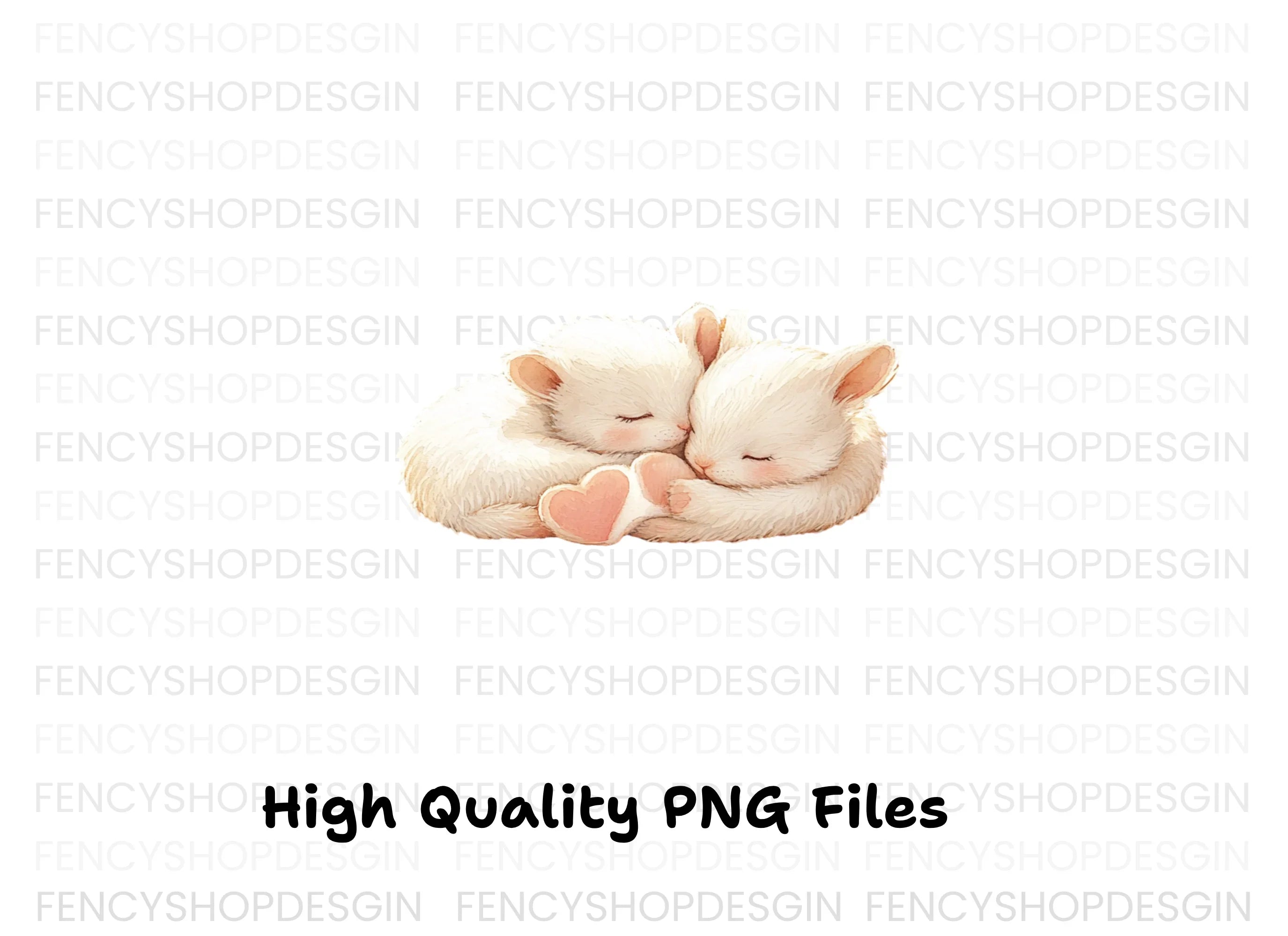 Cute Sleeping White Kittens Clipart Bundle