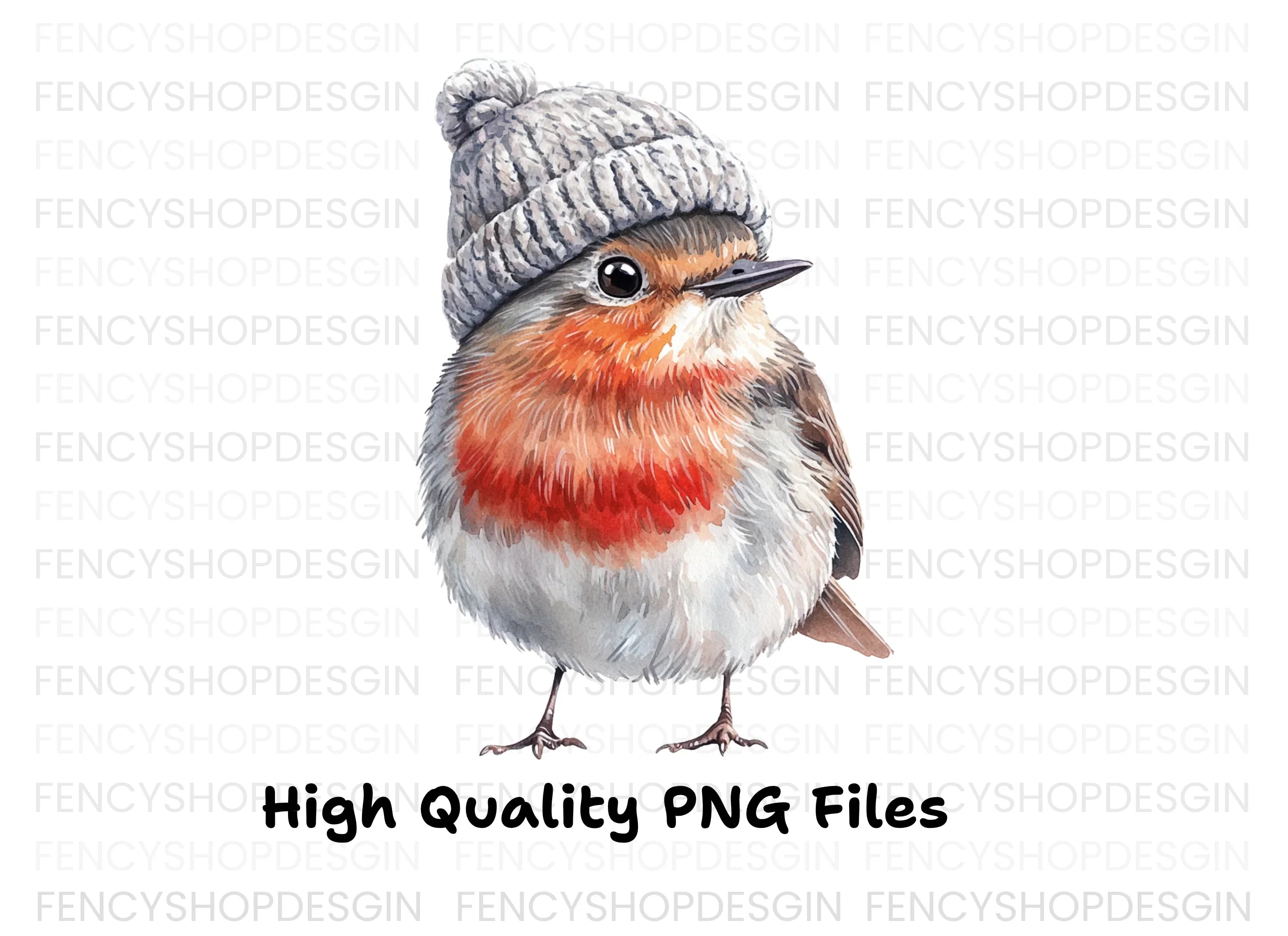 Charming Robin with Beanie Clipart Bundle