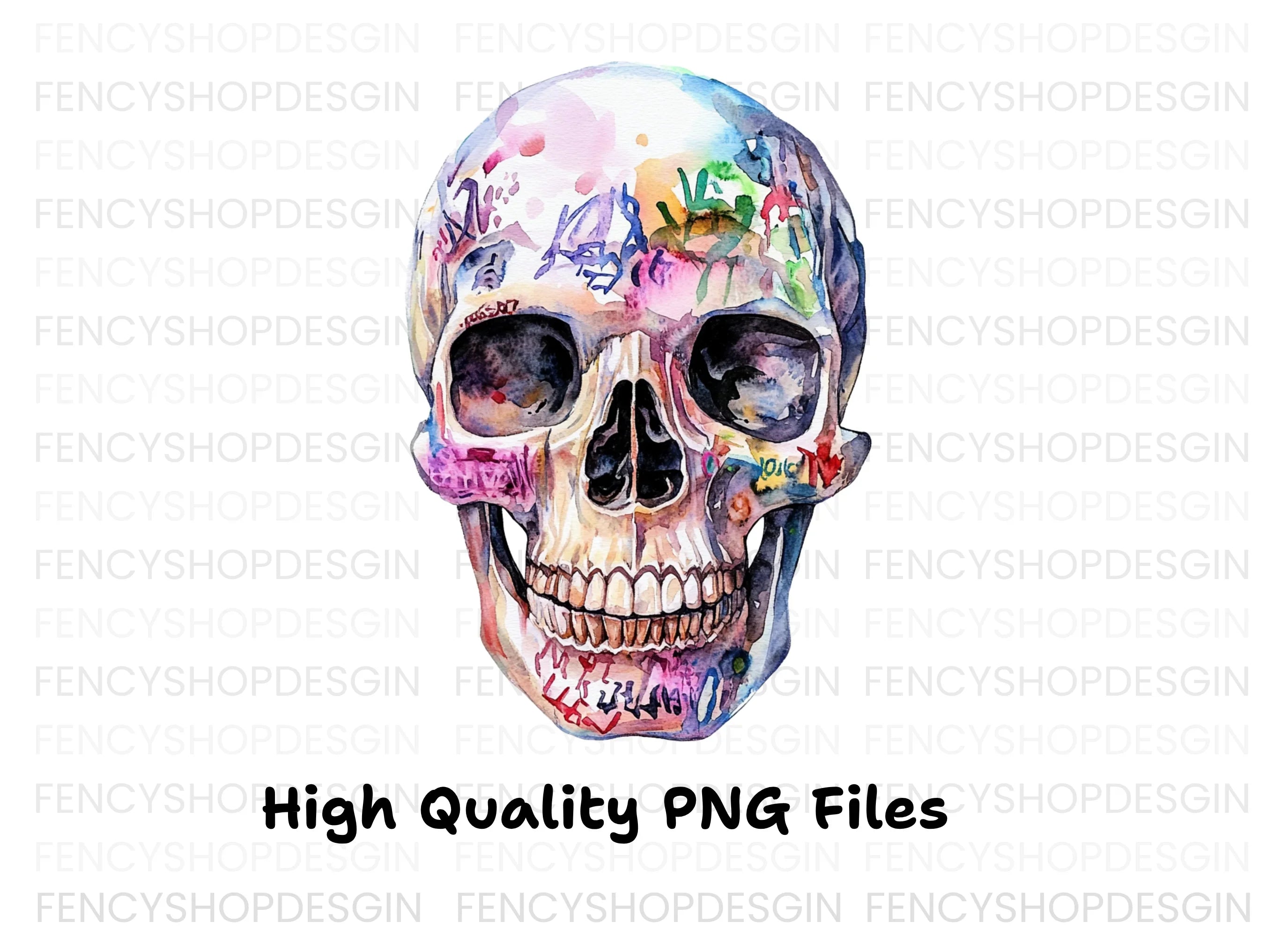 Vibrant Graffiti Skulls Clipart Bundle