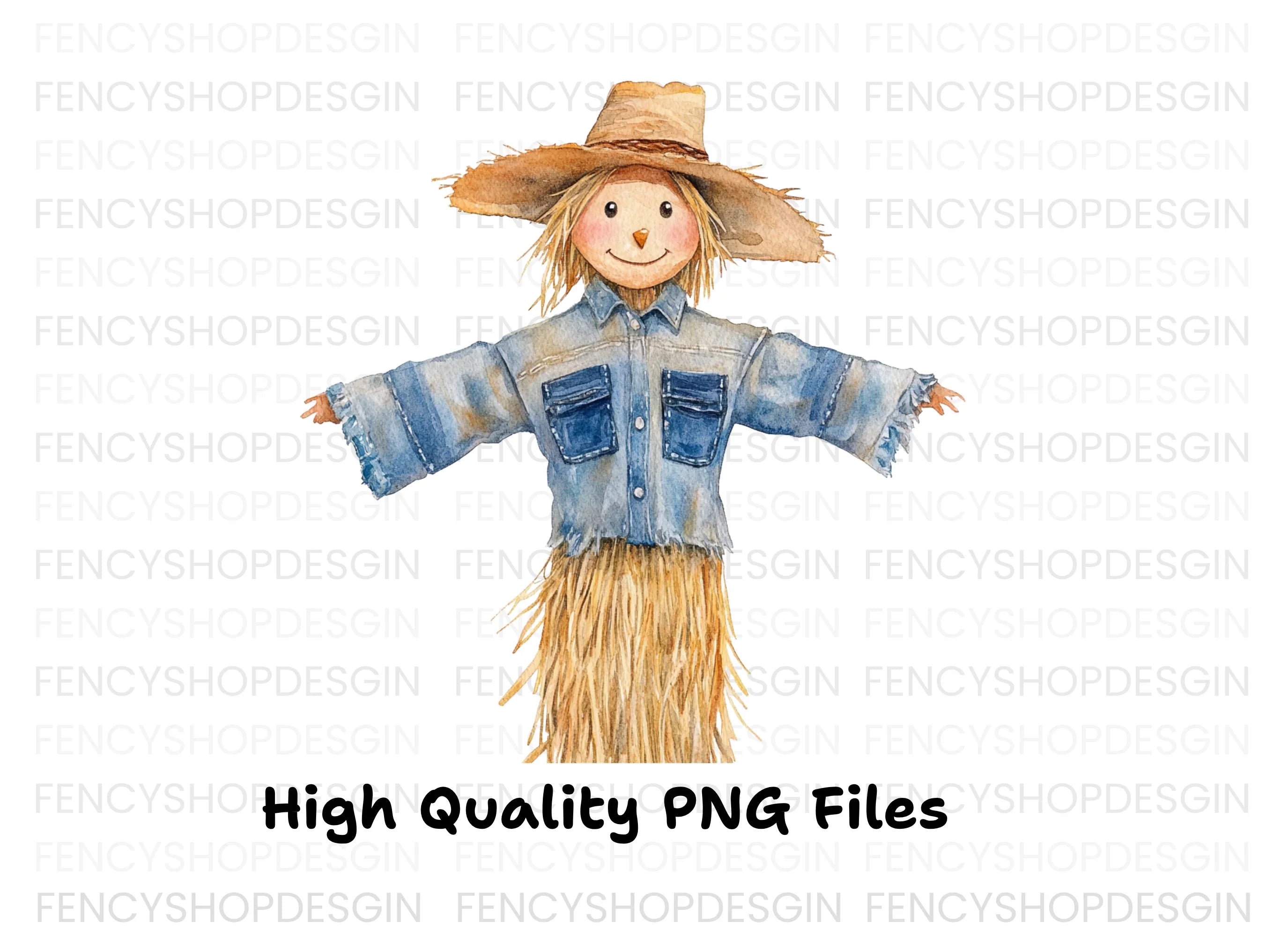 Denim Shirt Scarecrow Clipart Bundle