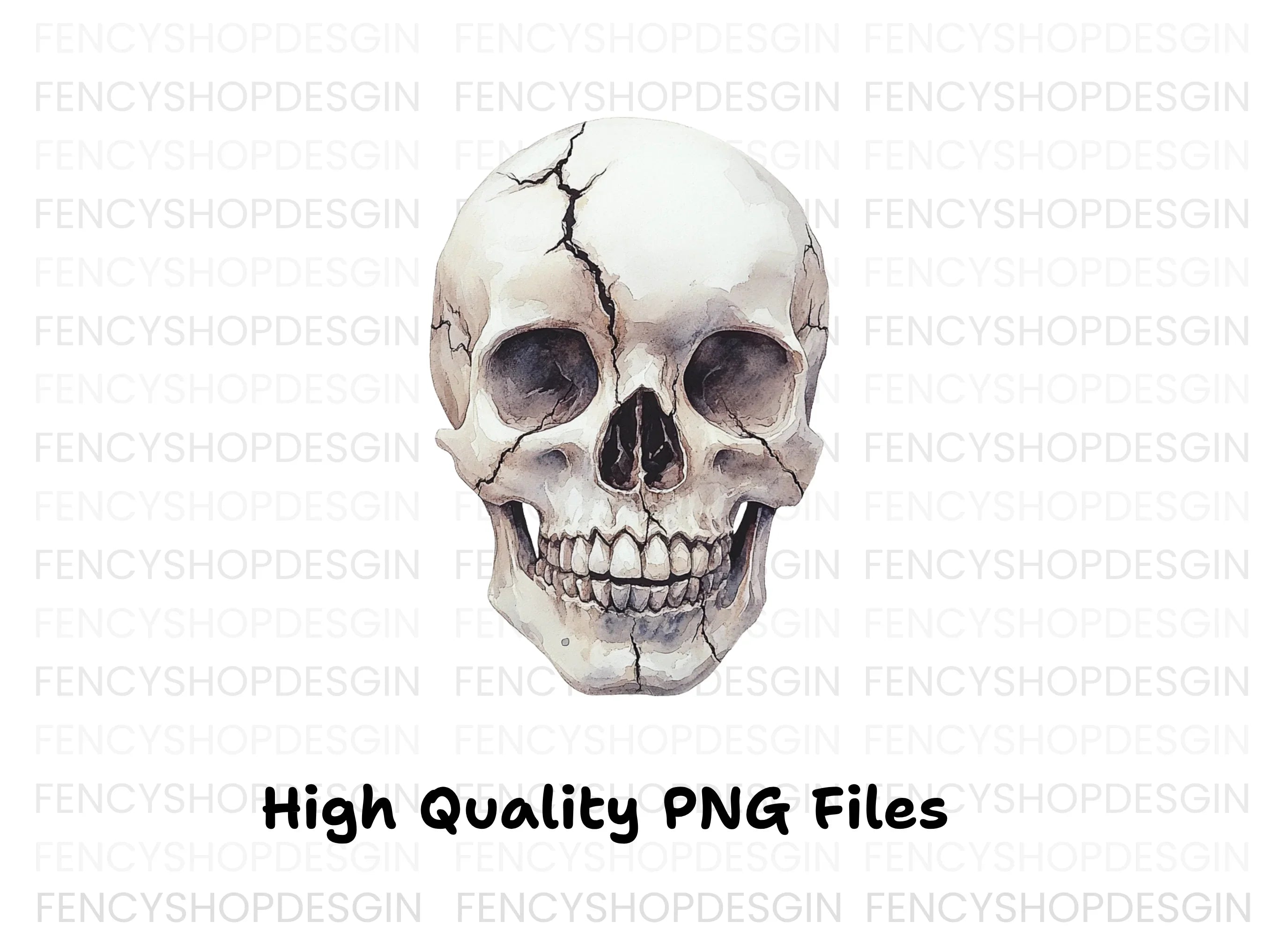 Cracked Skull Side View Clipart Bundle