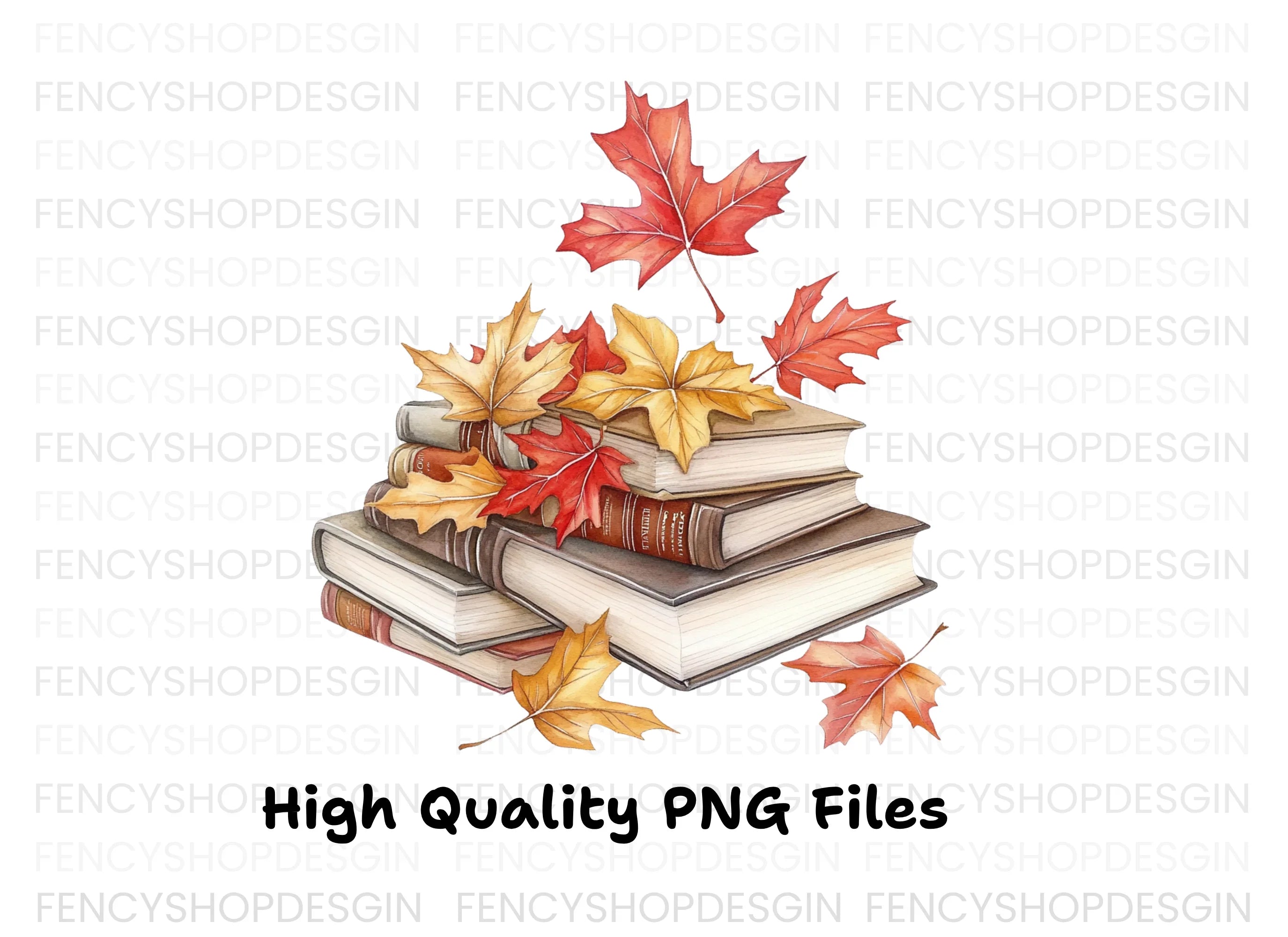 Autumn Books and Leaves Clipart Bundle