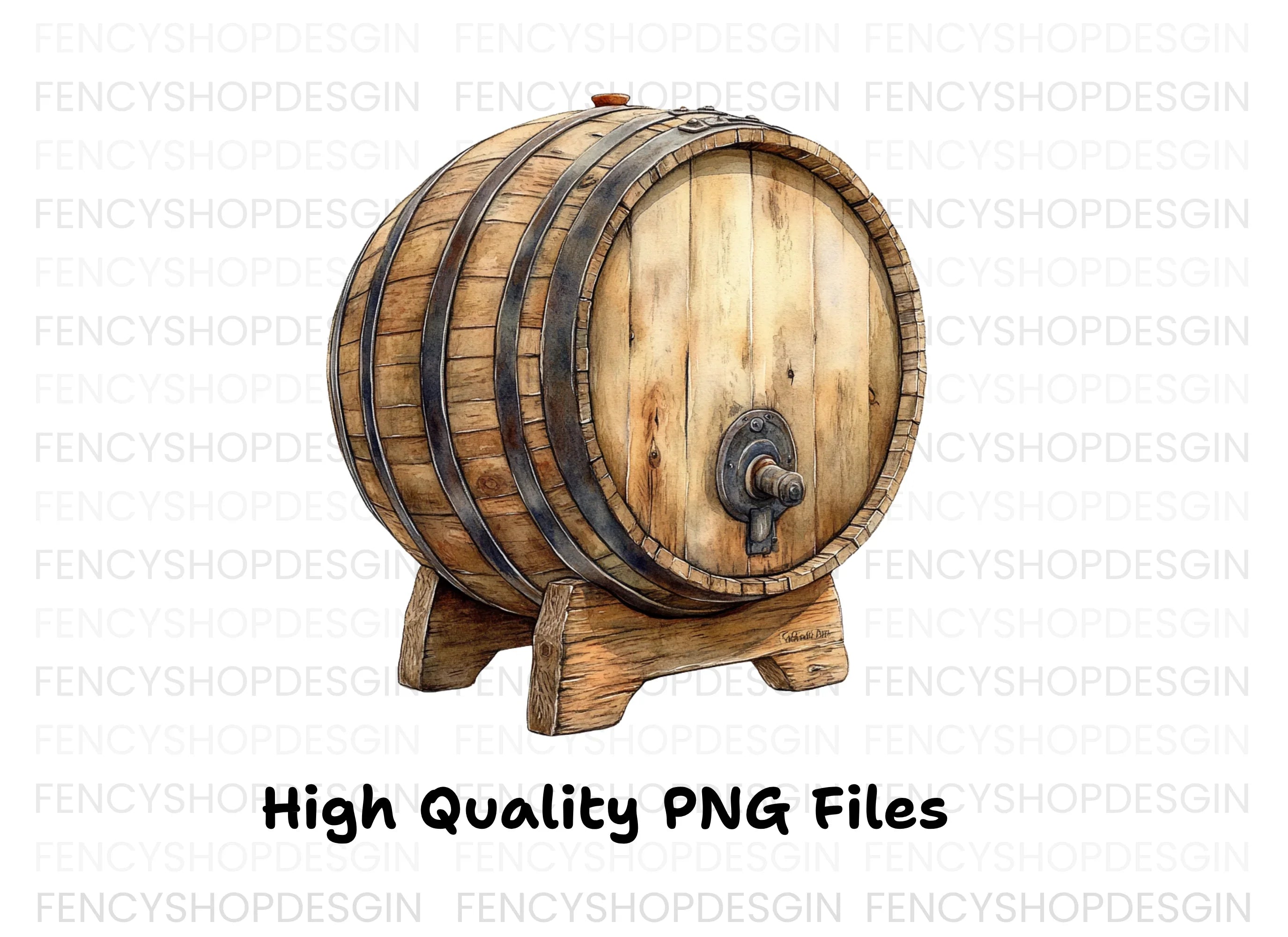 Rustic Wooden Barrels Clipart Bundle