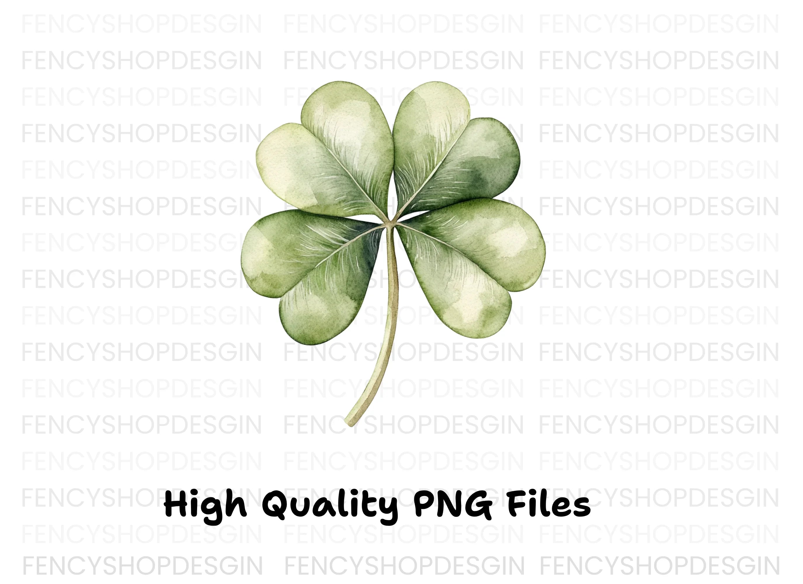 Hand Painted Clover Leaf Illustrations Clipart Bundle