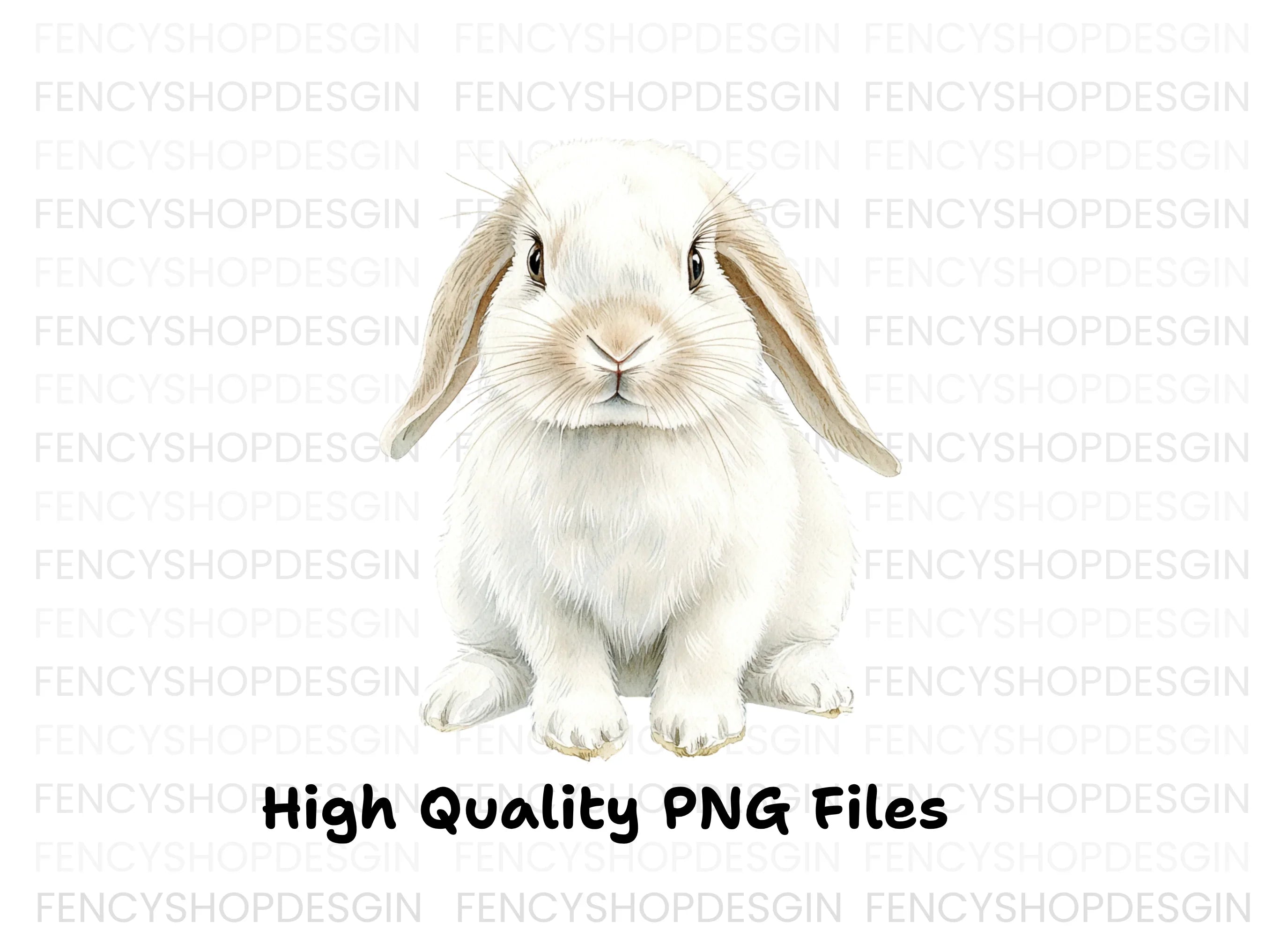 Adorable White Lop Eared Bunny Clipart Bundle