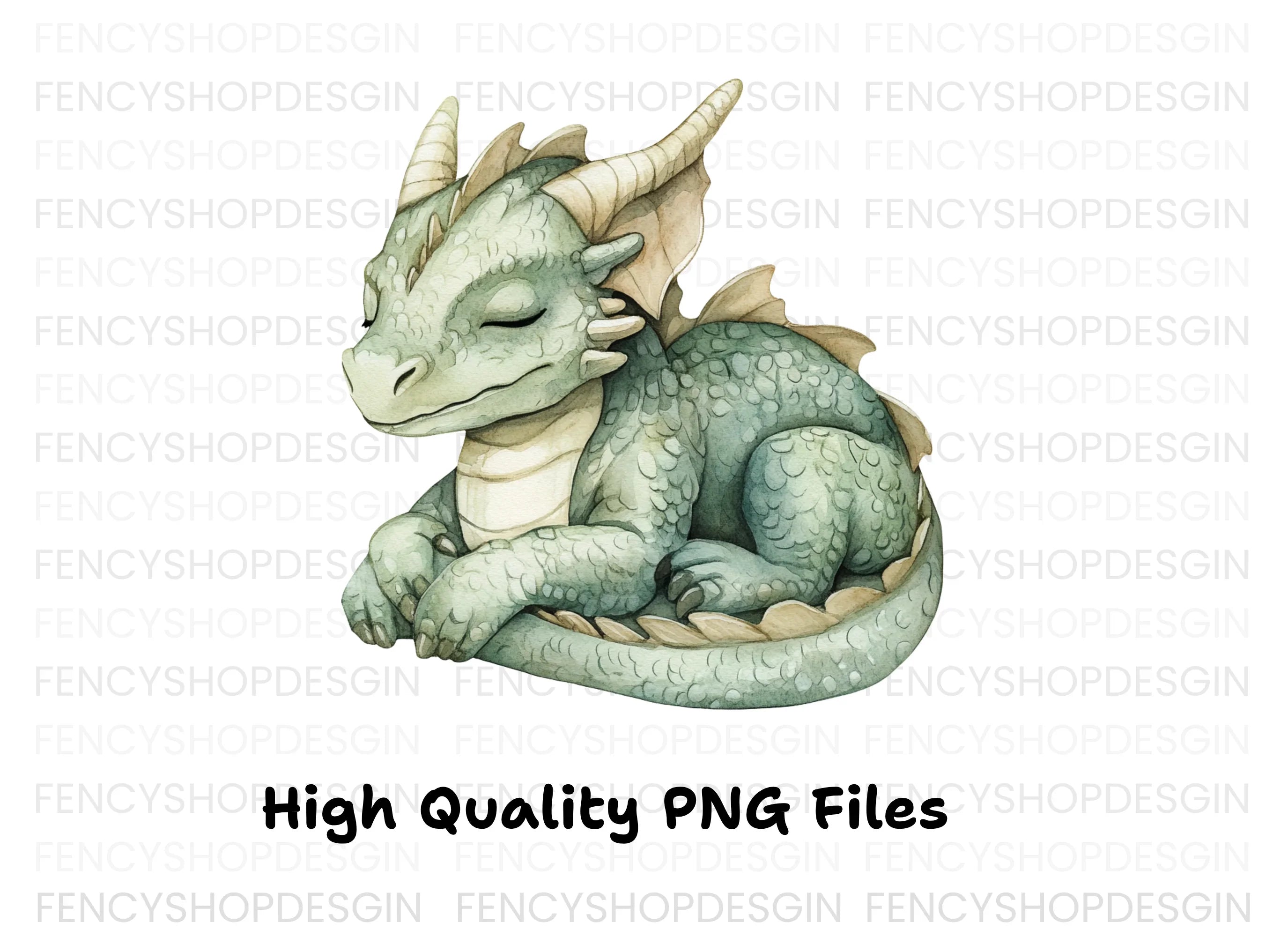 Cute Sleeping Baby Dragon Clipart Bundle