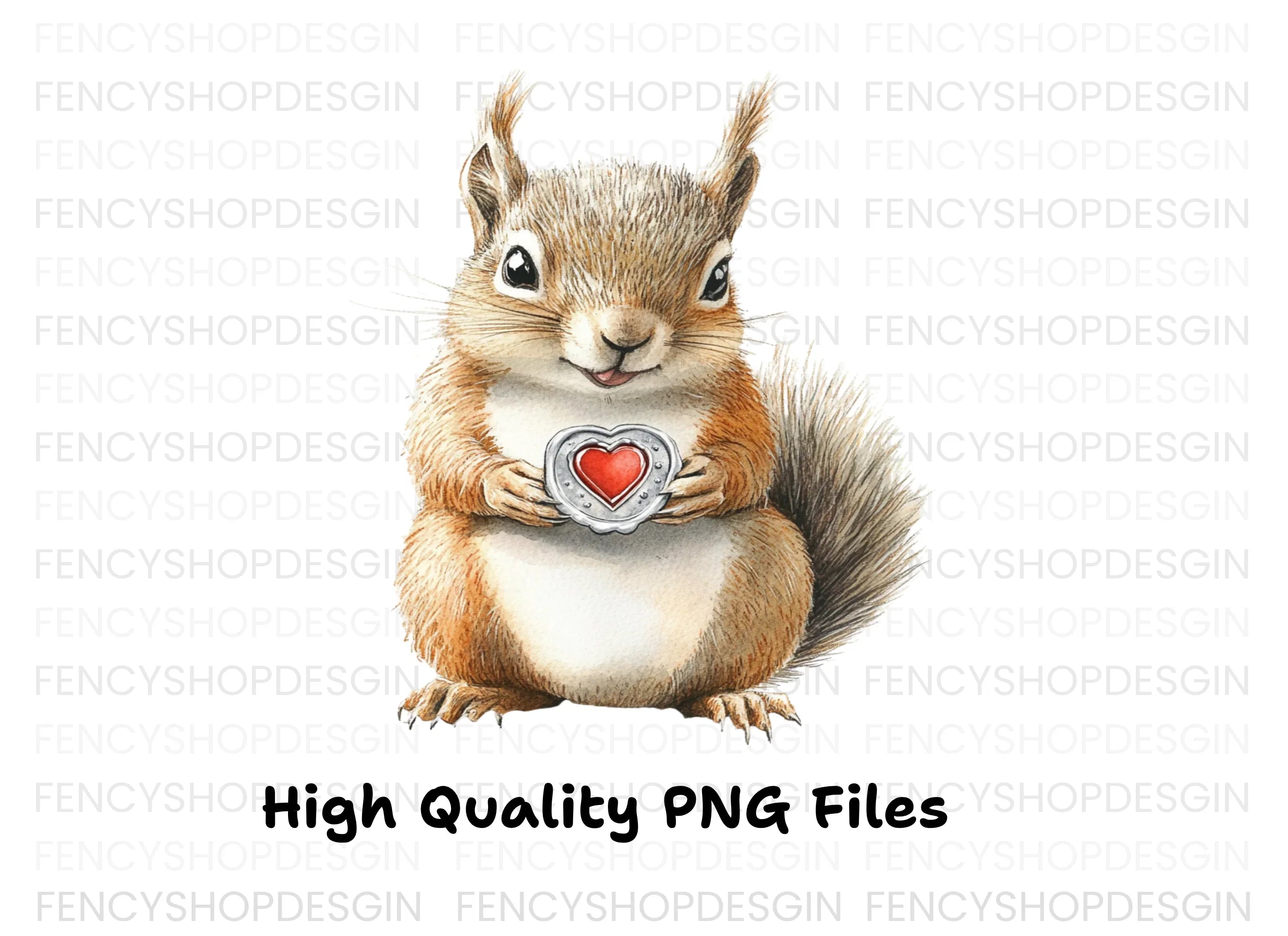 Cute Squirrels with Hearts Clipart Bundle