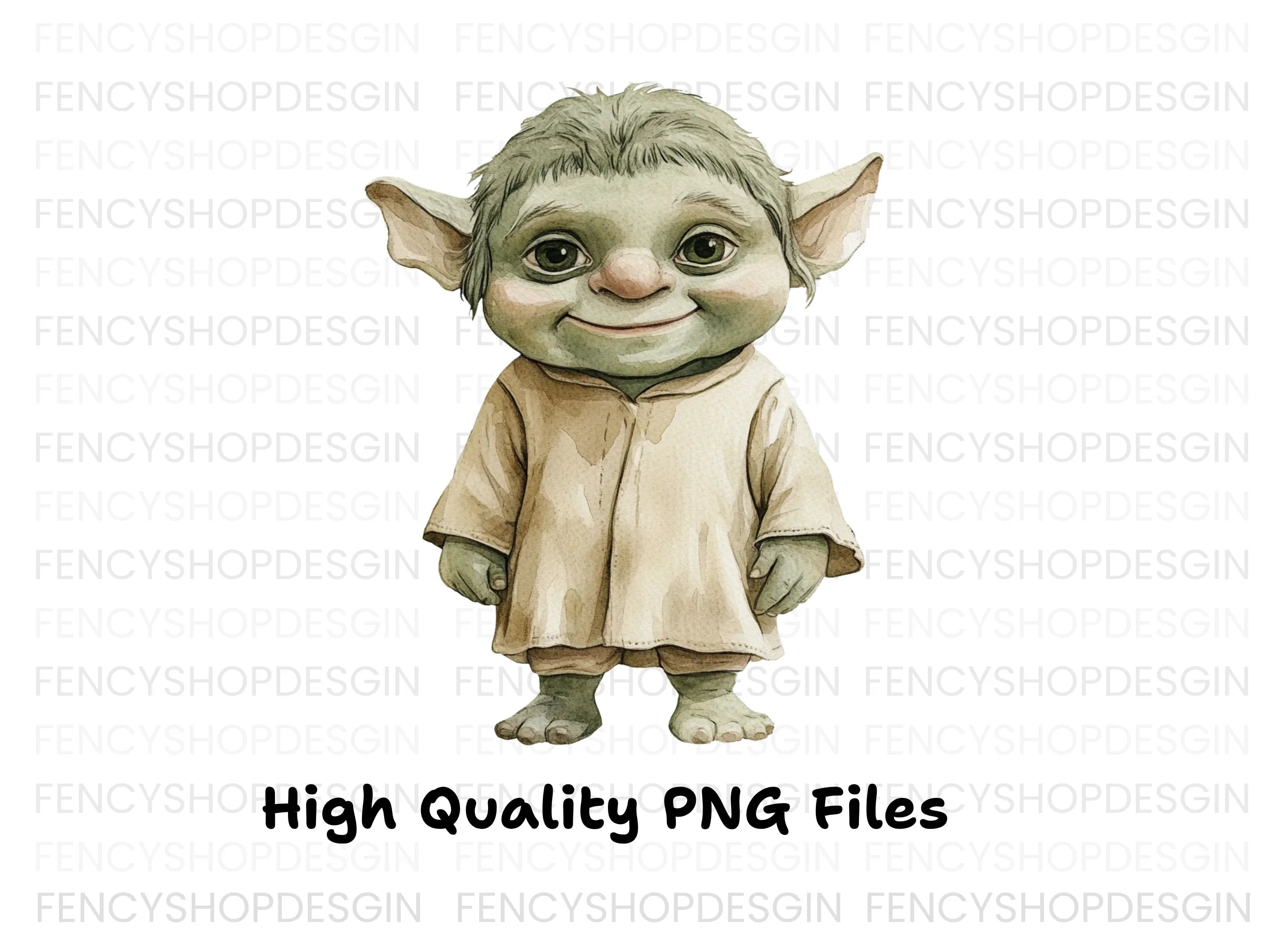 Baby Yoda Style Creatures Clipart Bundle