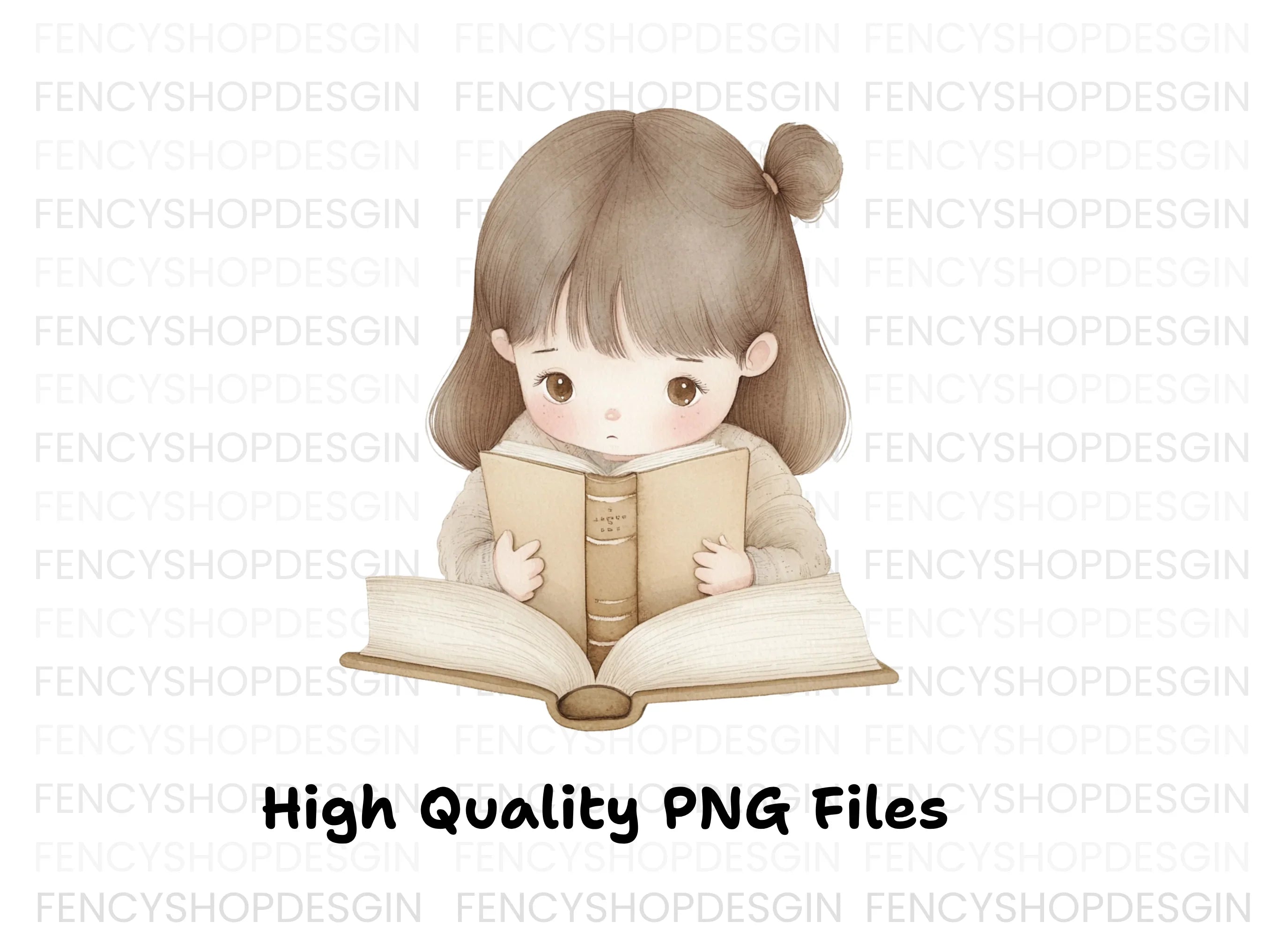 Cute Girl Reading Book Clipart Bundle