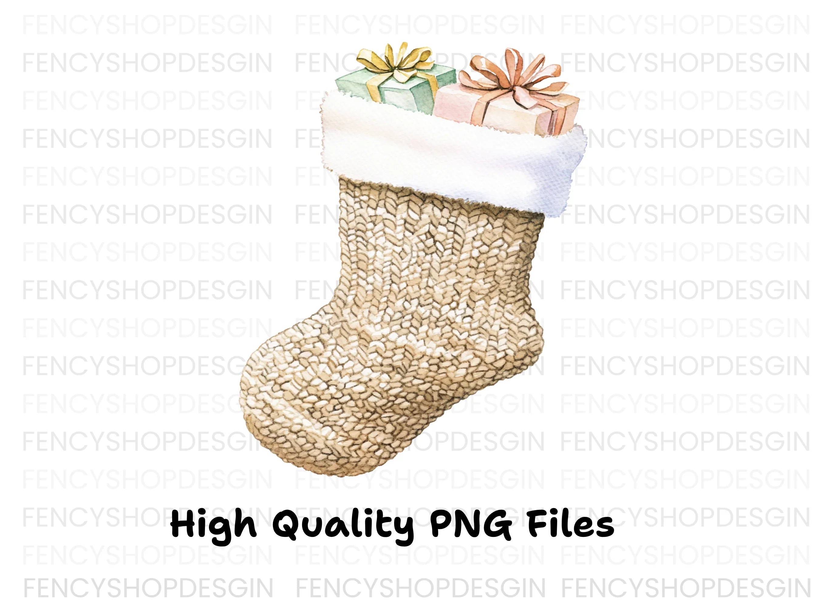 Christmas Stockings with Gifts Clipart Bundle