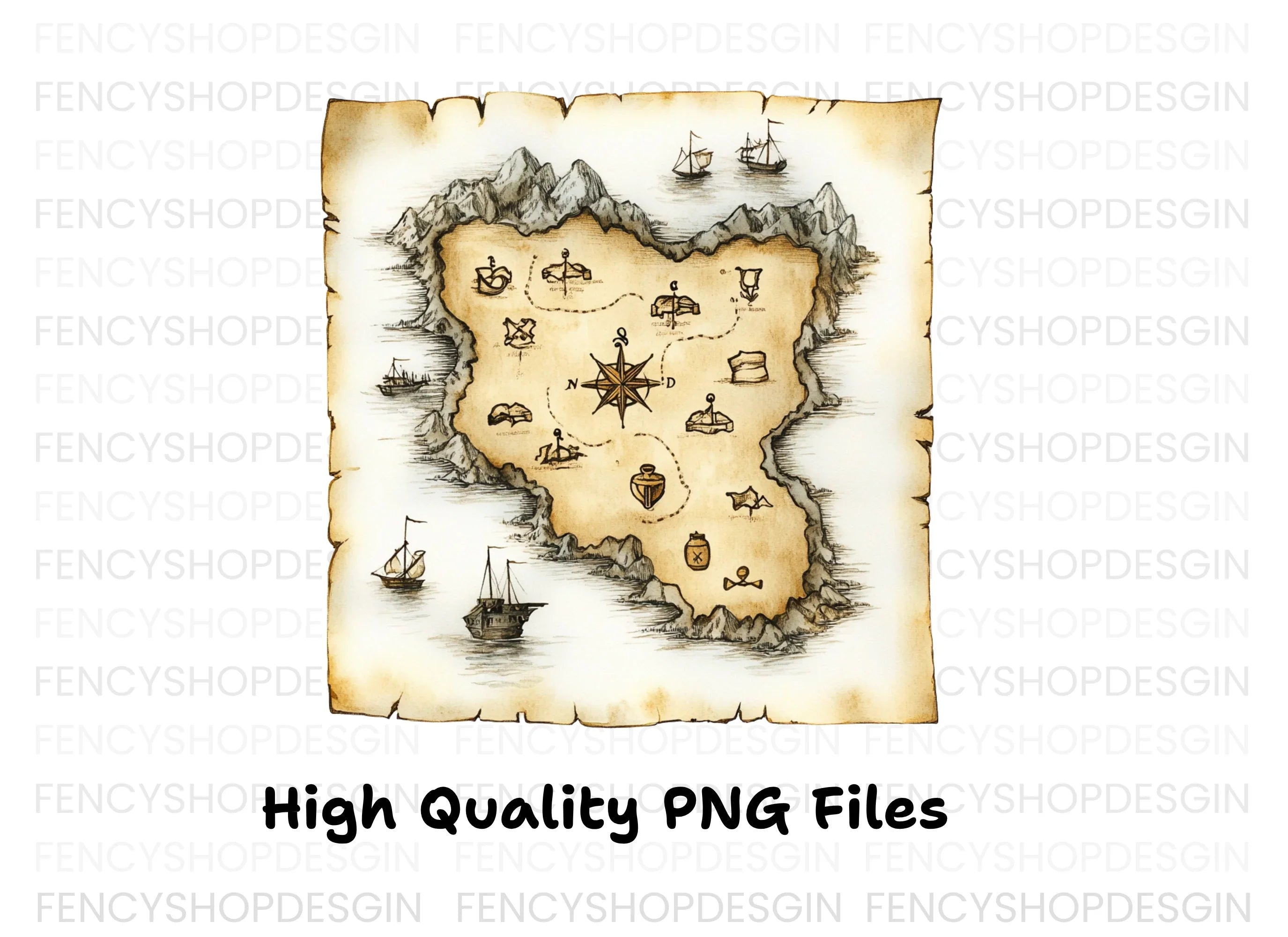 Vintage Treasure Maps Clipart Bundle