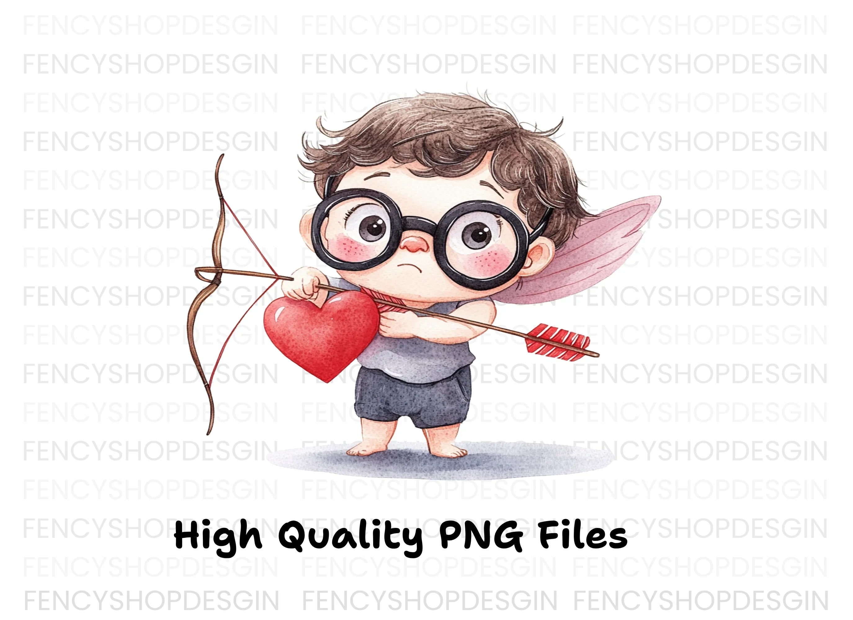 Cute Cupid with Glasses Clipart Bundle