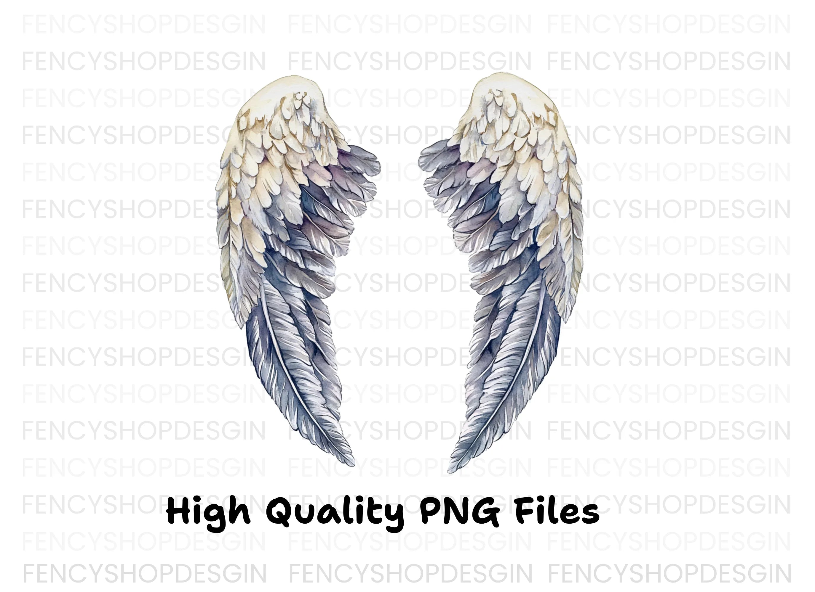 Grey Angel Wings Clipart Bundle