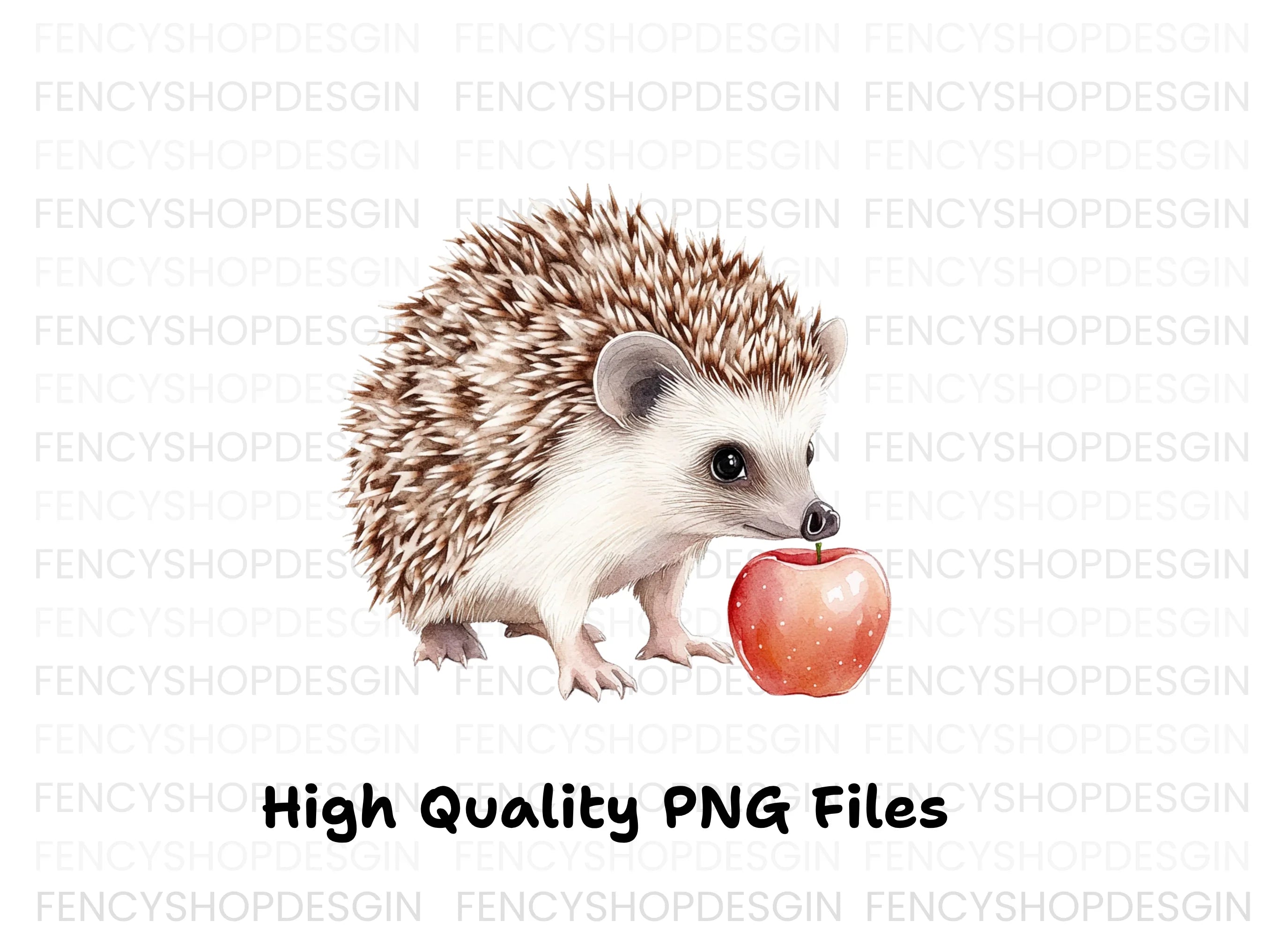 Cute Hedgehog with Apple Clipart Bundle