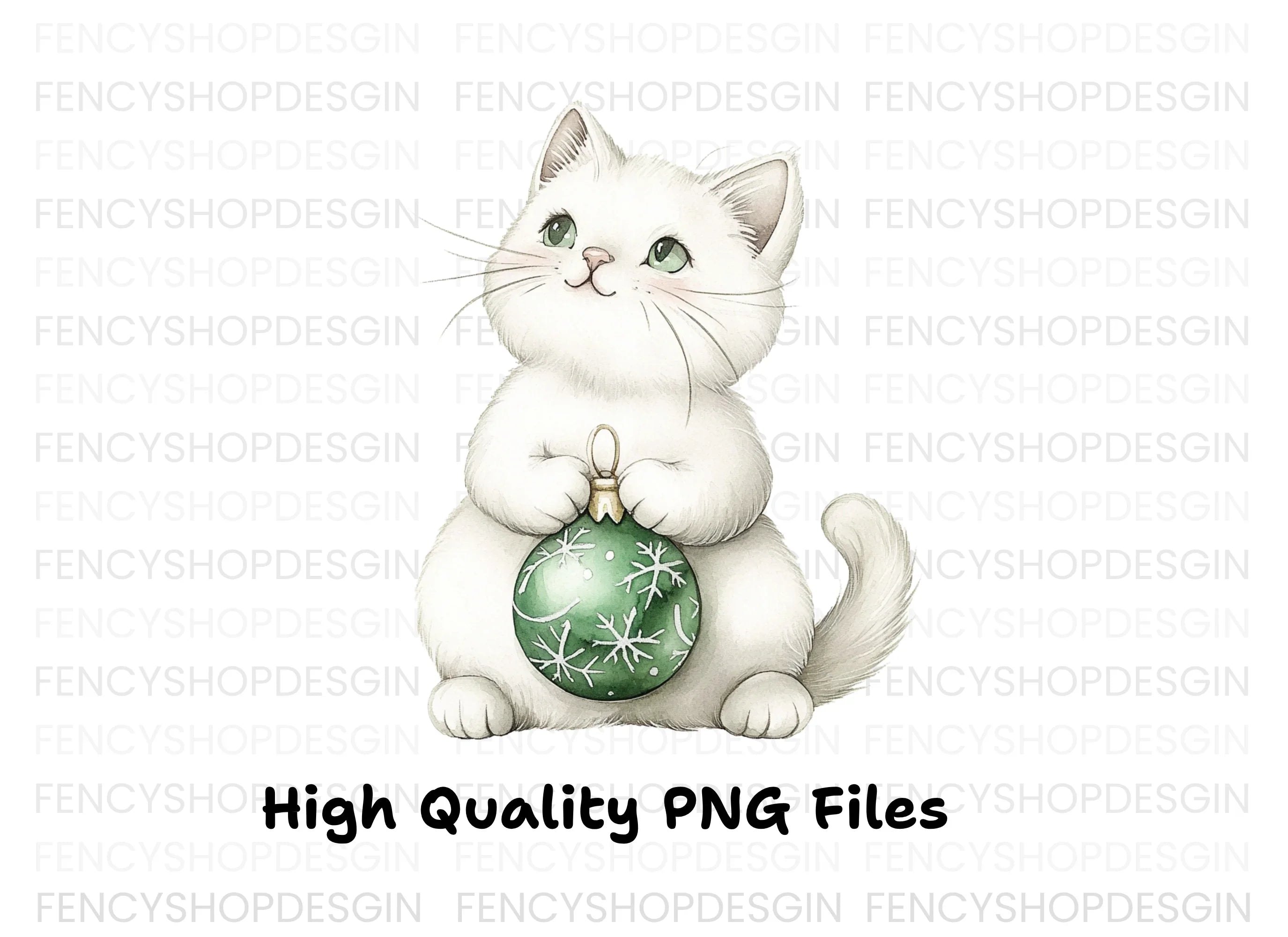 Cute White Christmas Cats Clipart Bundle