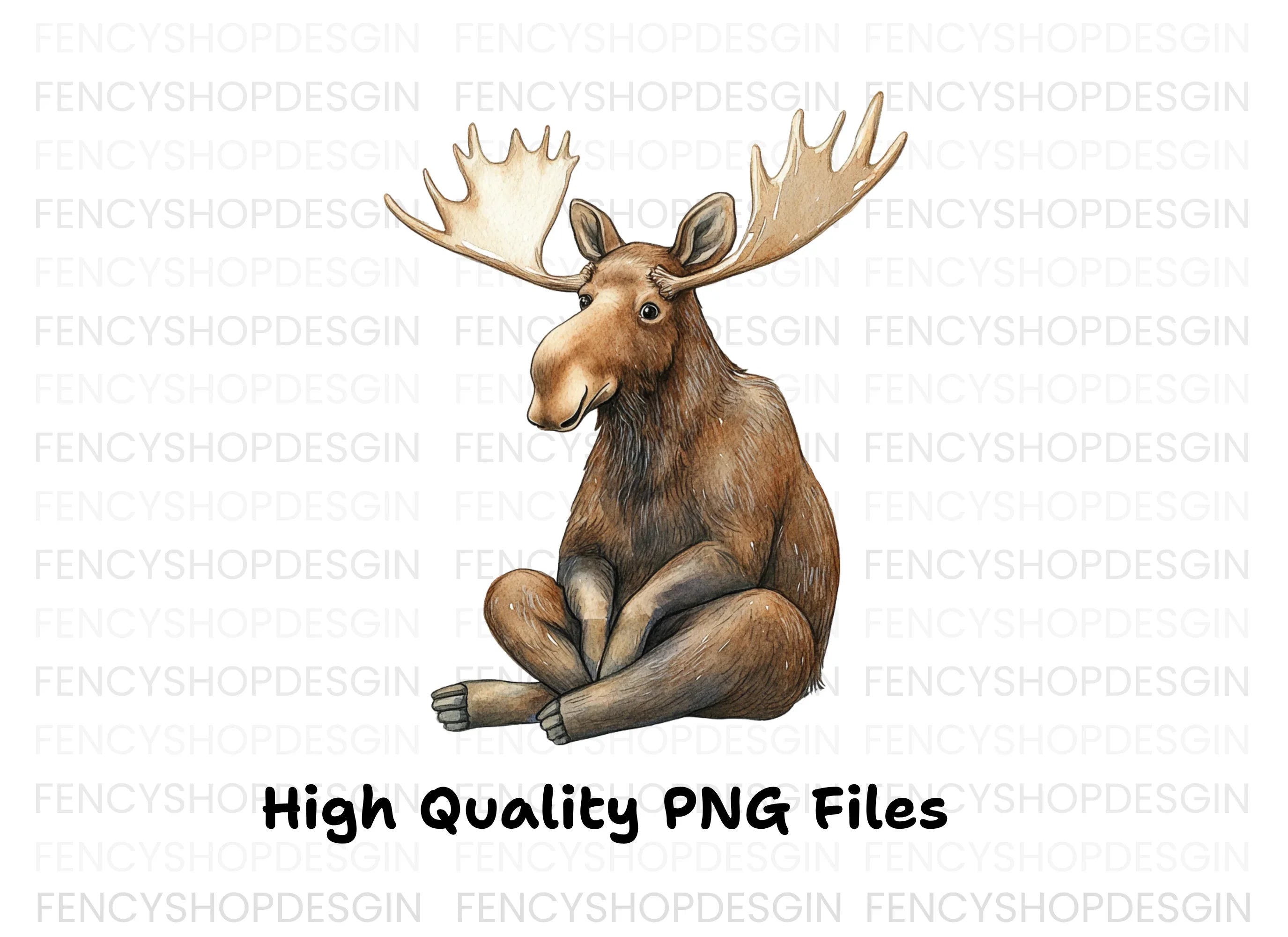 Cute Moose Sitting Clipart Bundle