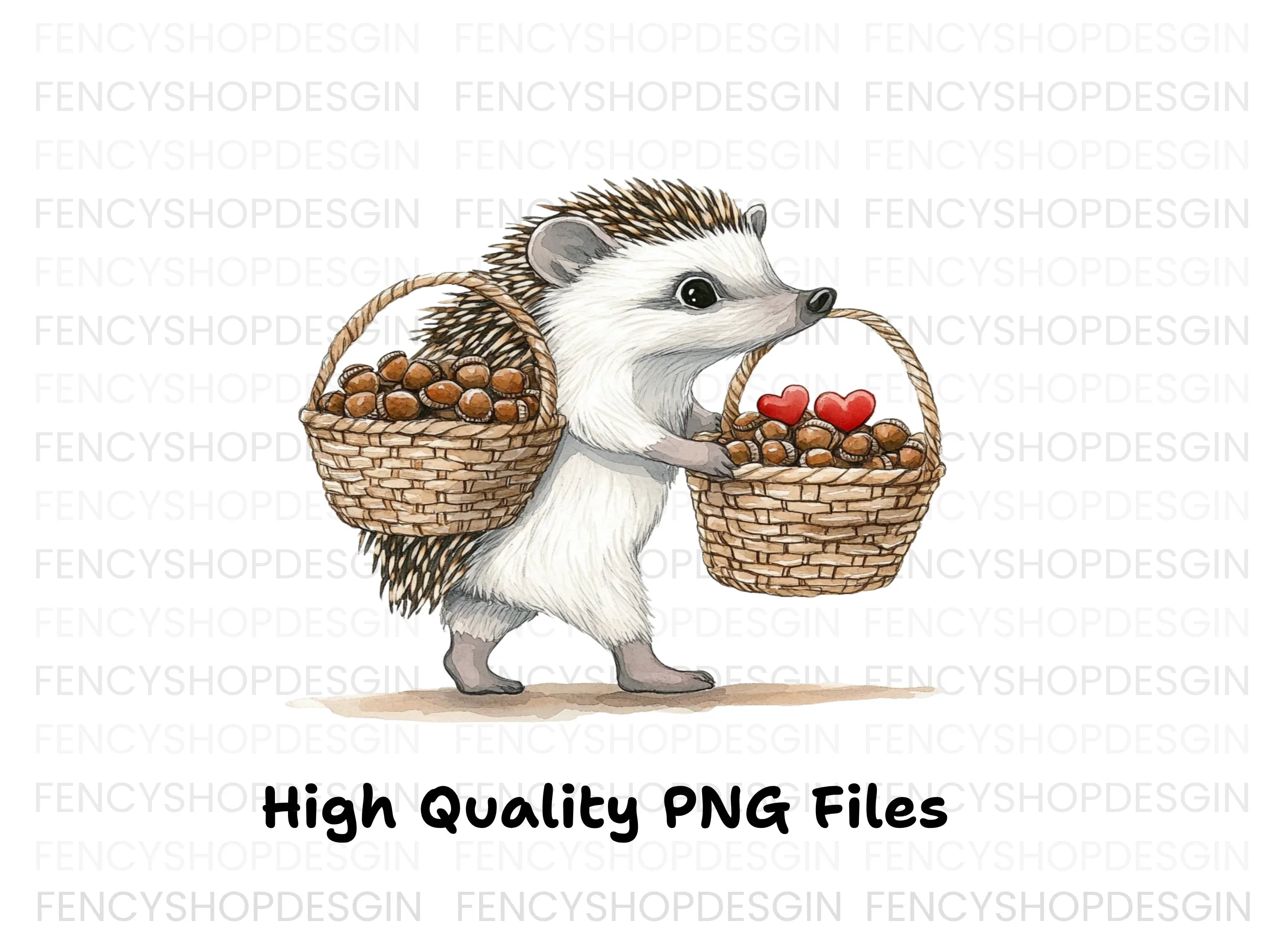 Hedgehogs Carrying Baskets Clipart Bundle
