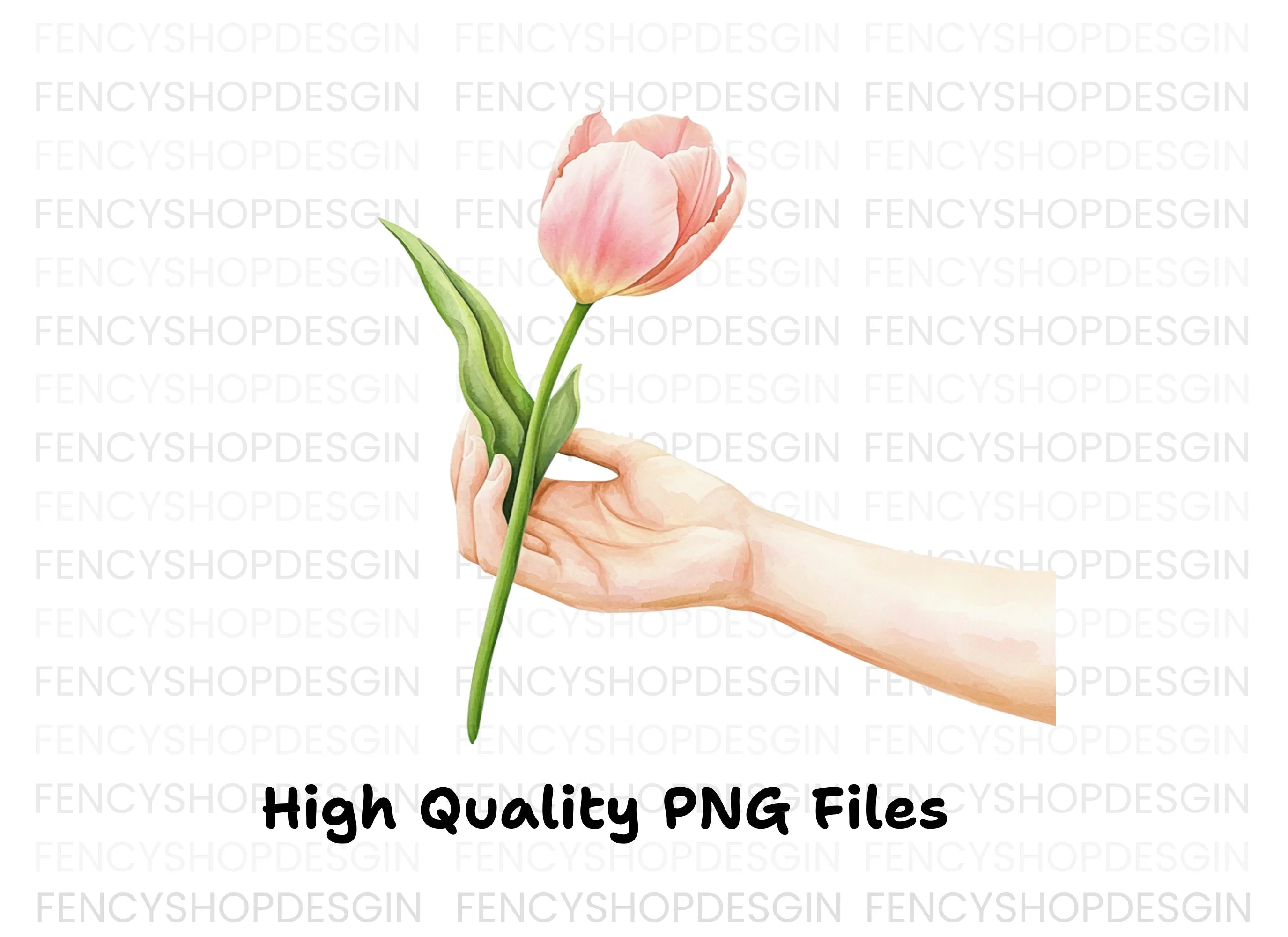 Elegant Pink Tulip Clipart Bundle