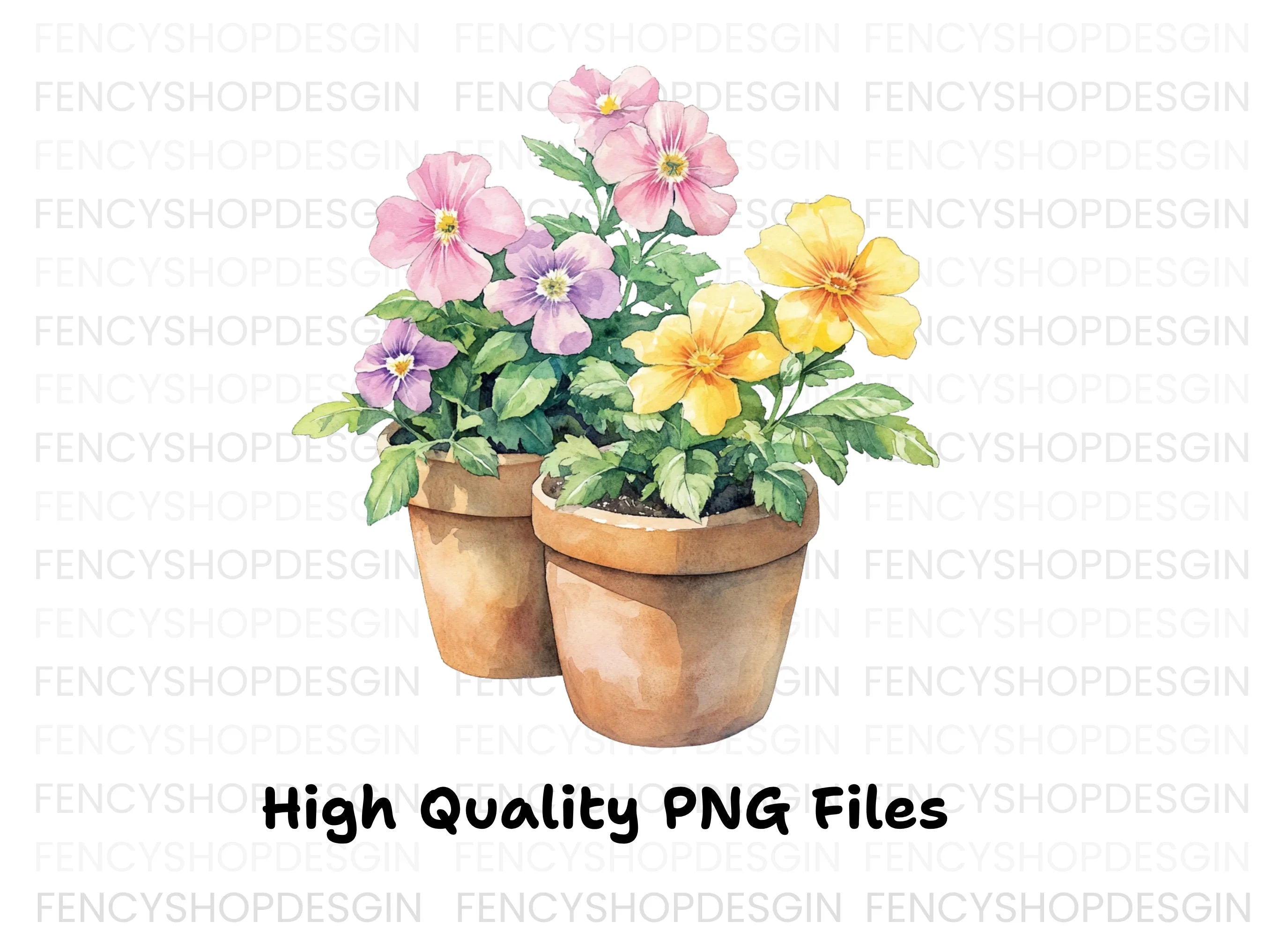 Charming Potted Pansies Clipart Bundle