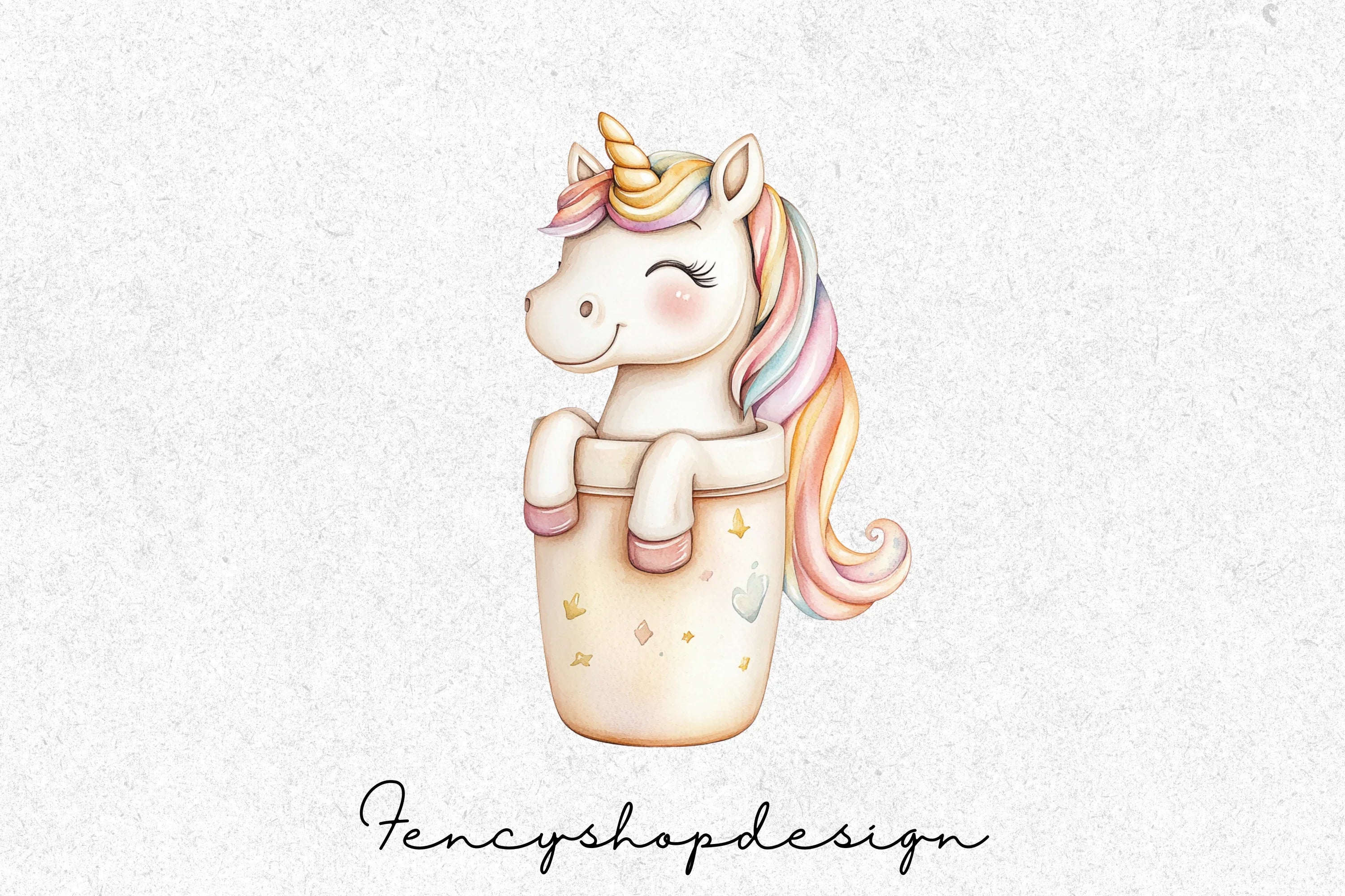 Adorable Rainbow Unicorns Clipart Bundle