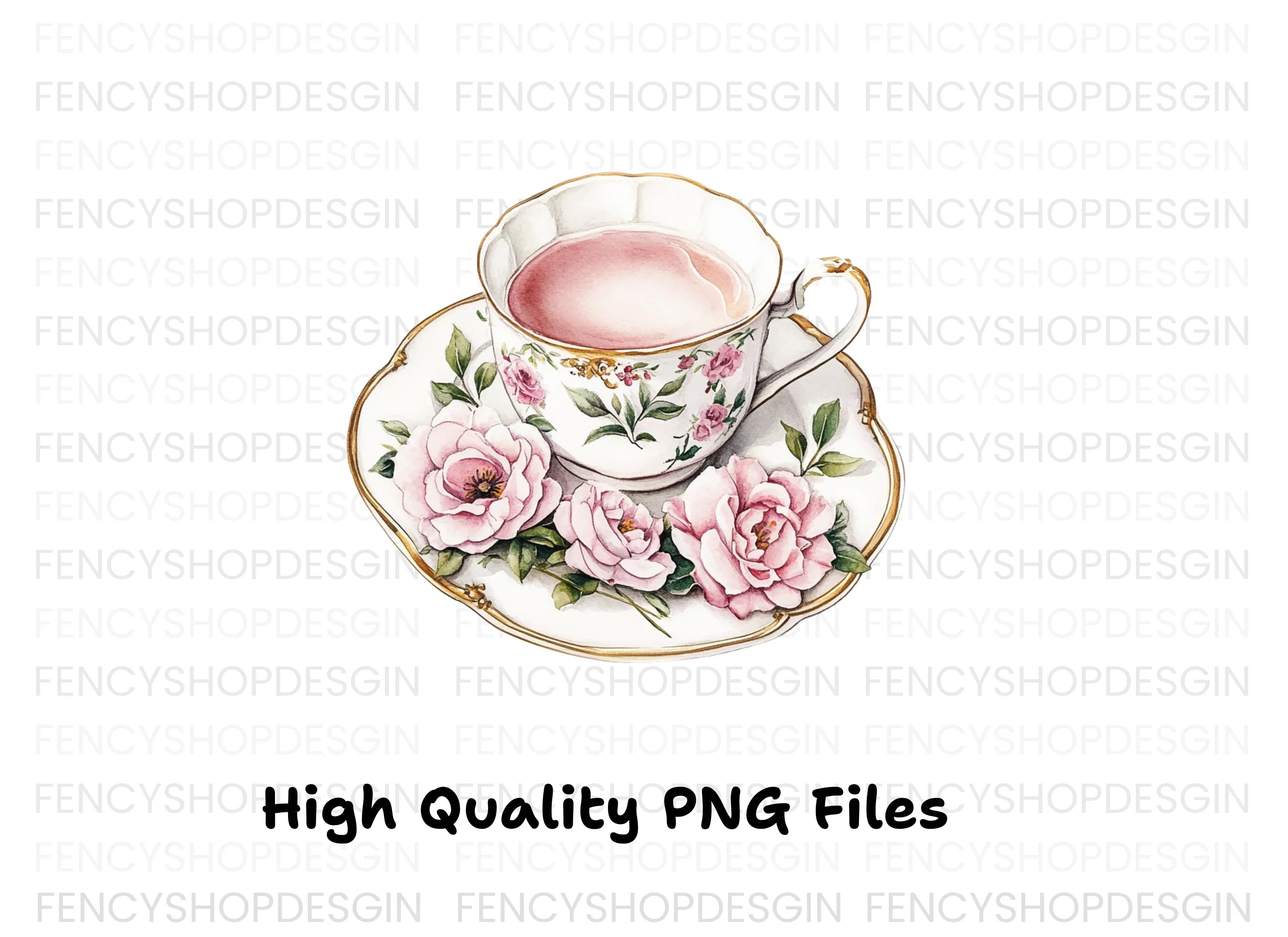 Charming Floral Teacups Clipart Bundle
