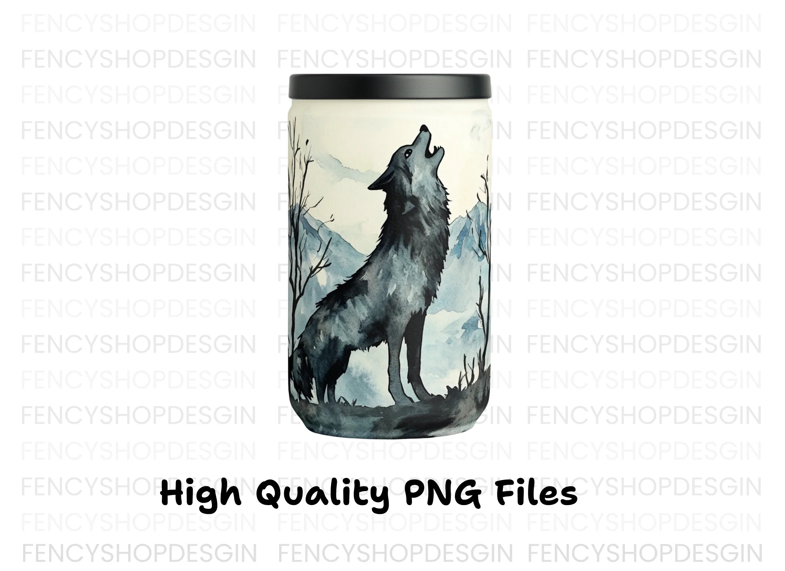 Howling Wolf Tumbler Clipart Bundle