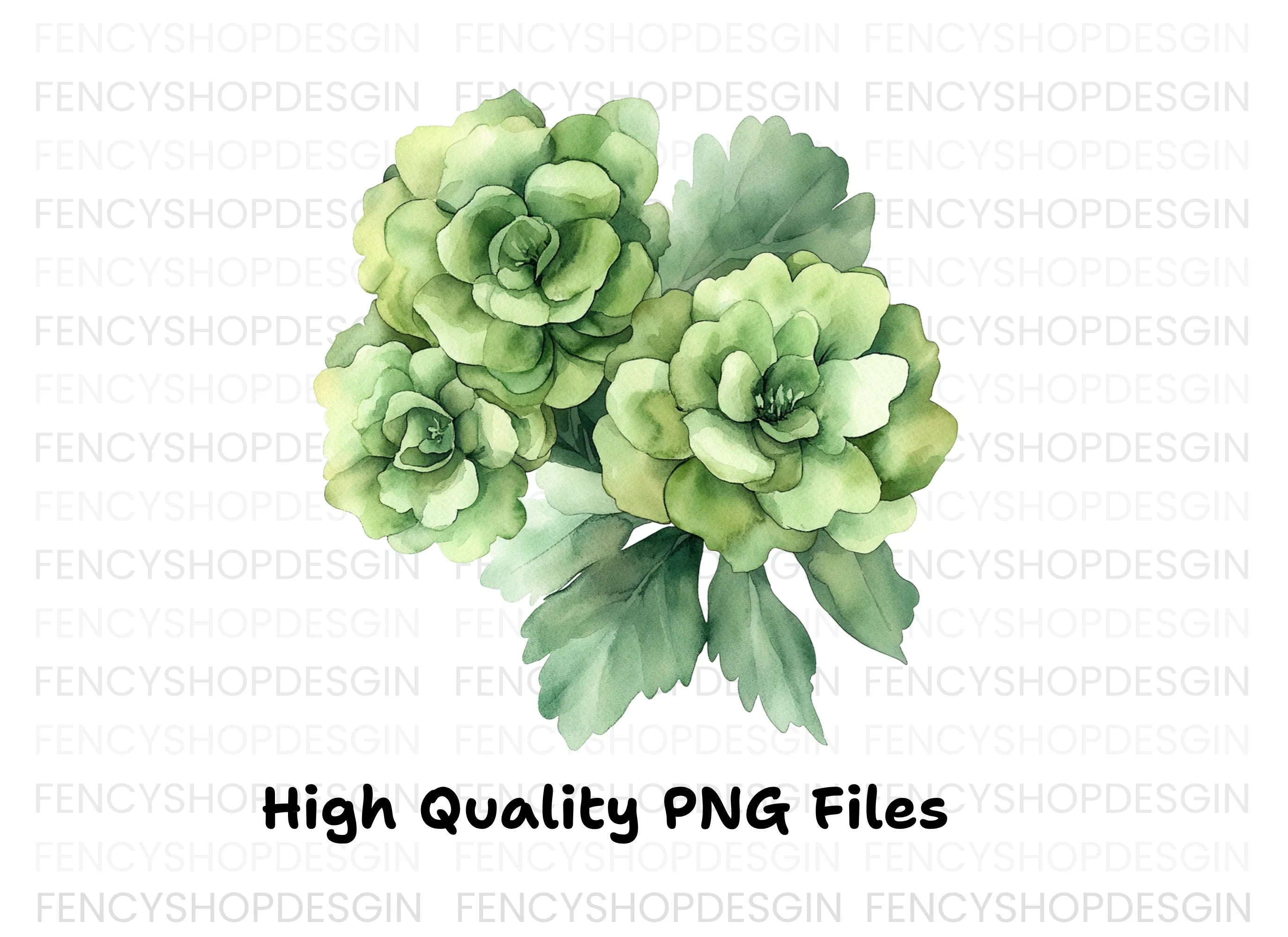 Green Floral Clipart Bundle