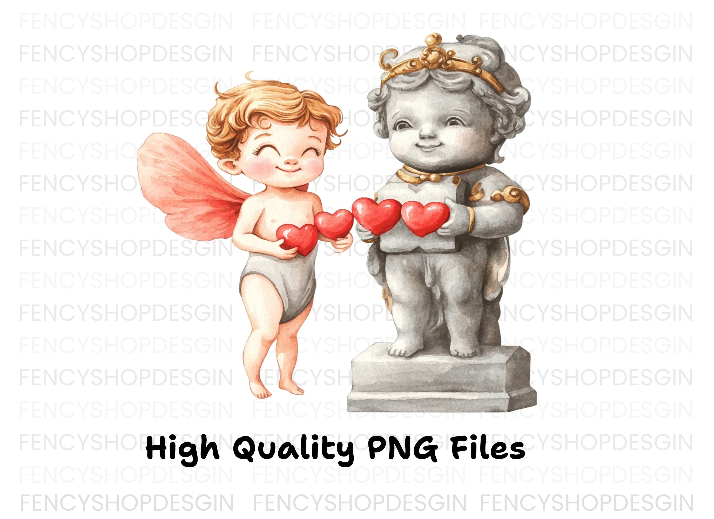 Cupid and Stone Statue Love Clipart Bundle