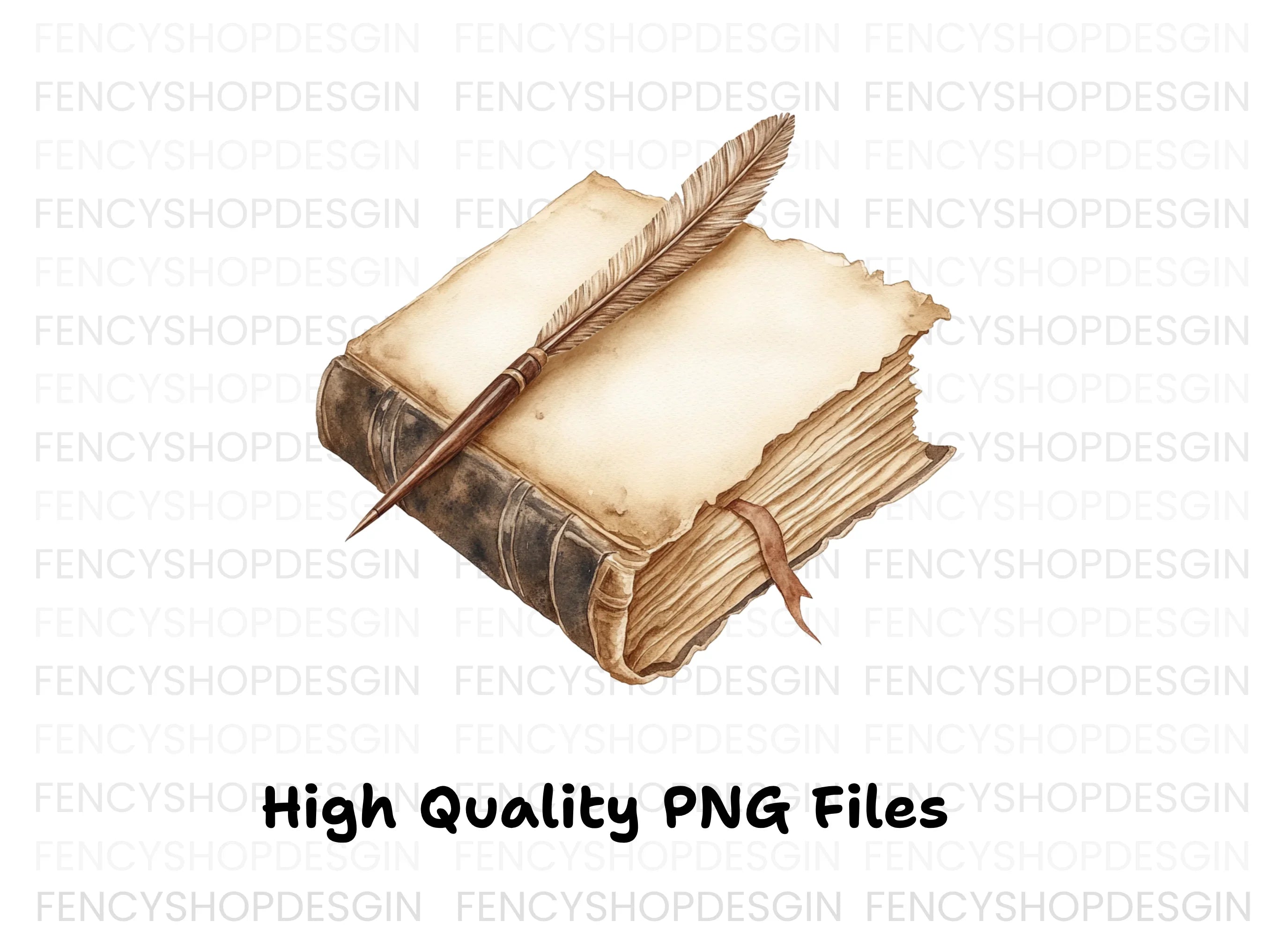 Vintage Book Quill Clipart Bundle