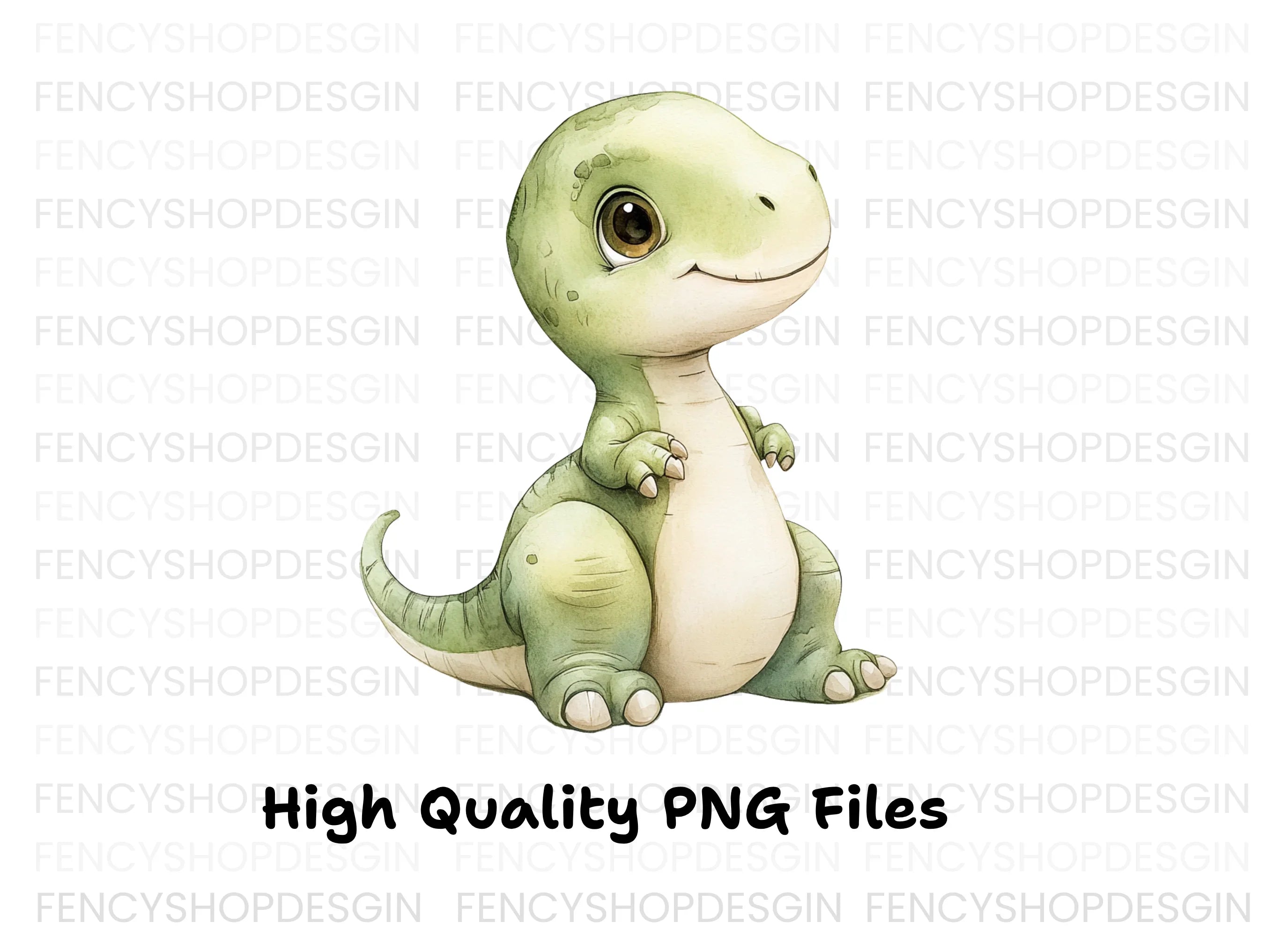 Adorable Green Baby Dinosaur Clipart Bundle
