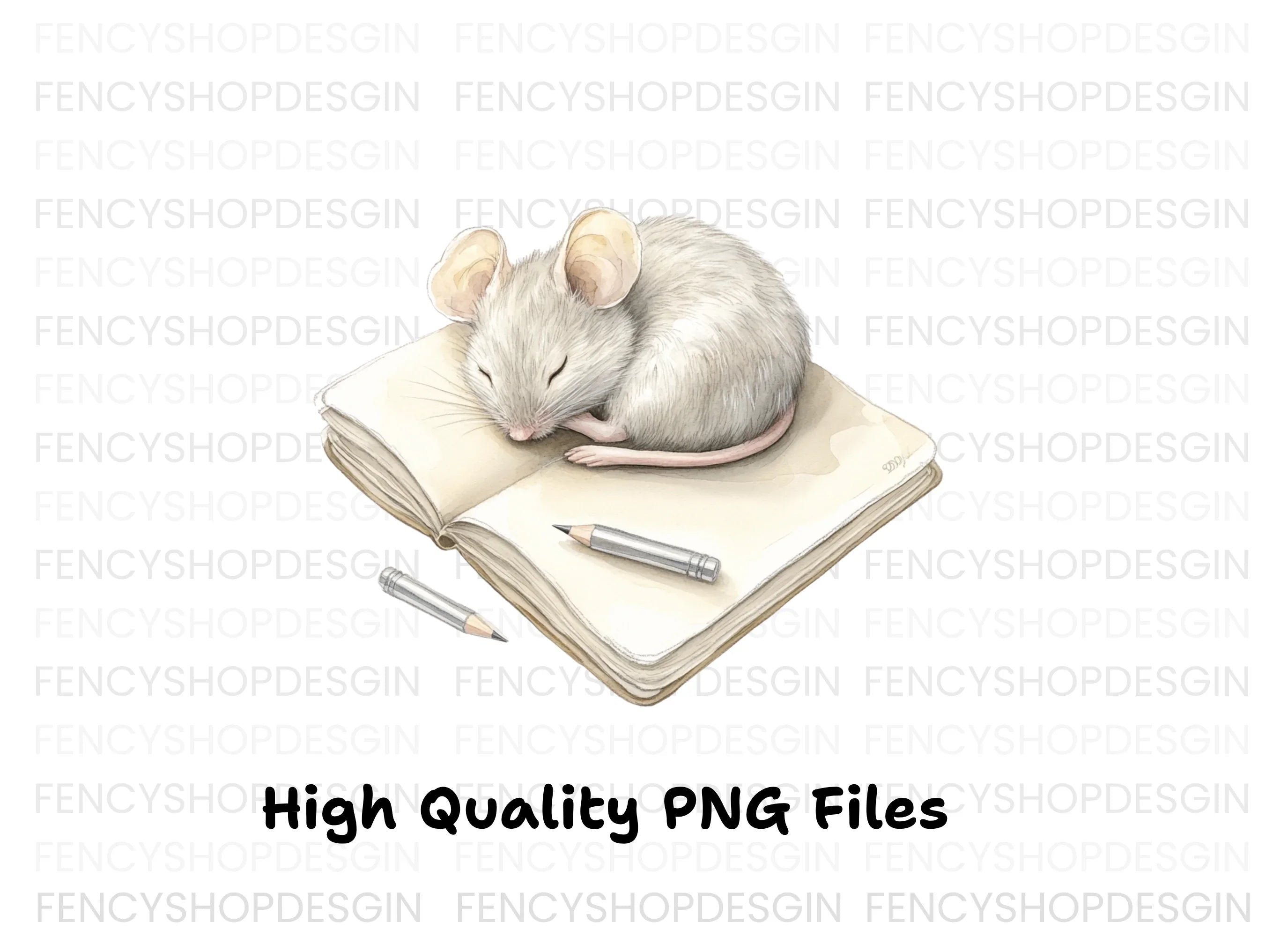 Sleeping Mice on Books Clipart Bundle