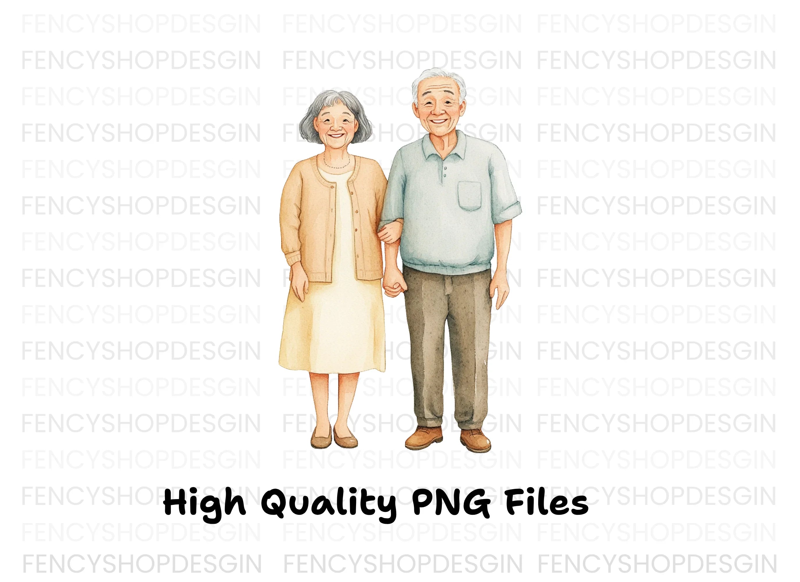 Happy Elderly Couple Clipart Bundle