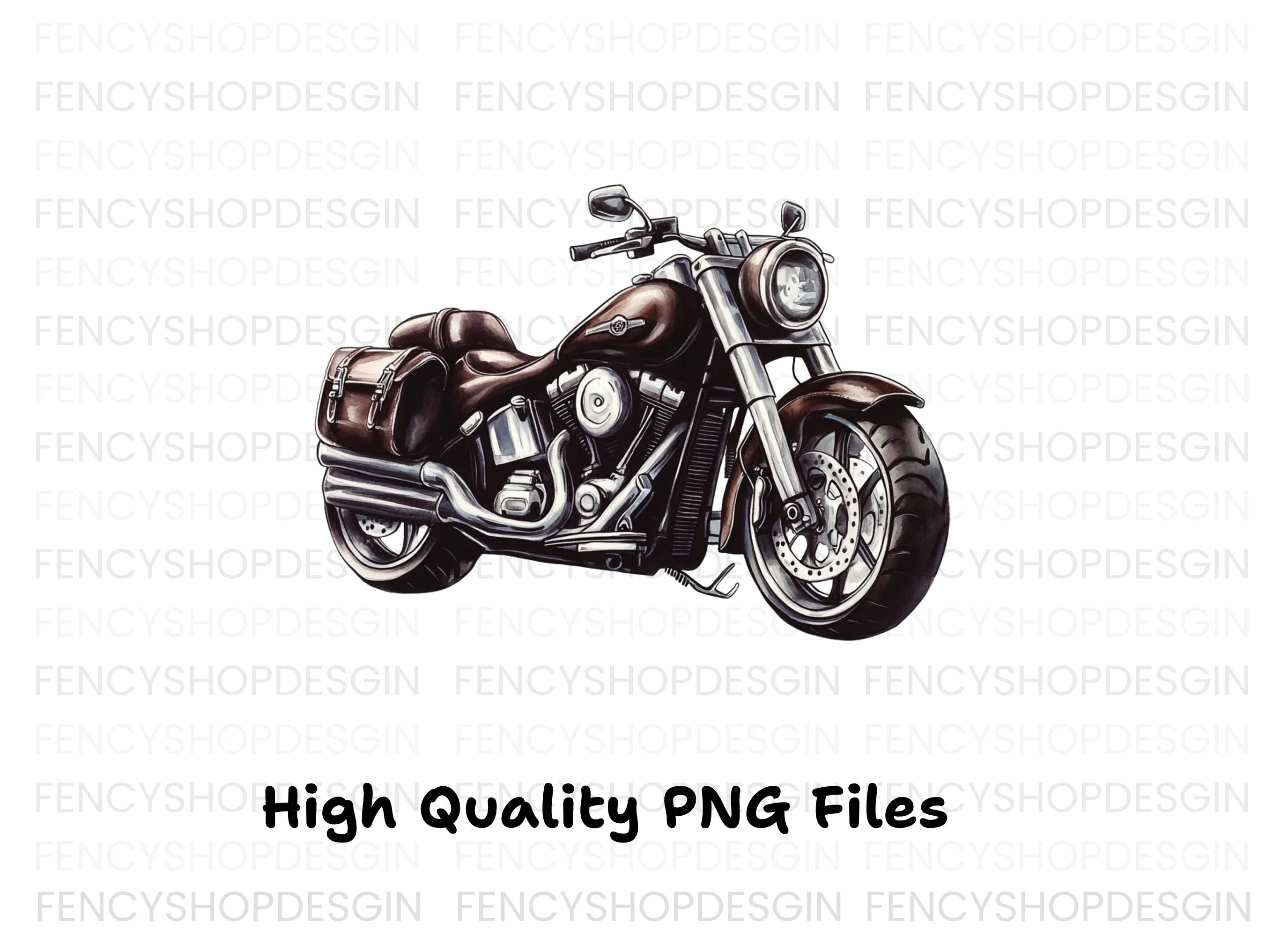 Classic Cruiser Motorcycle Illustrations Clipart Bundle