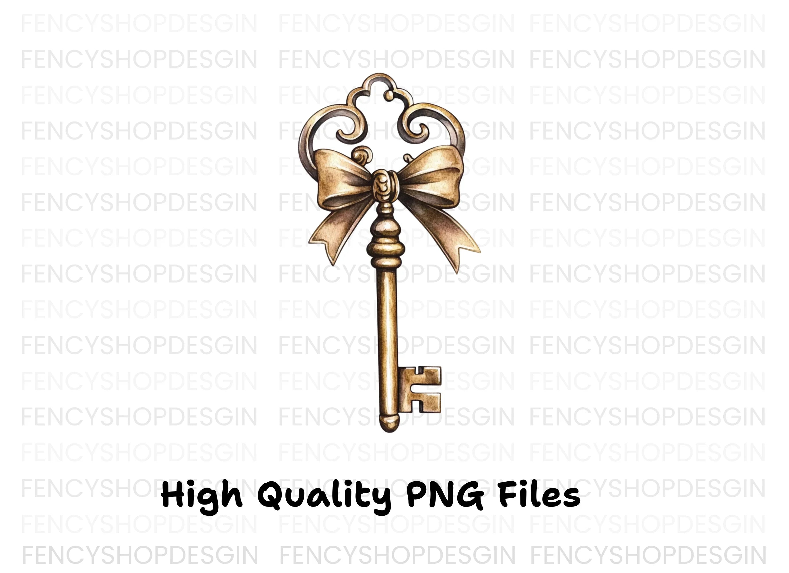 Elegant Vintage Skeleton Keys Clipart Bundle