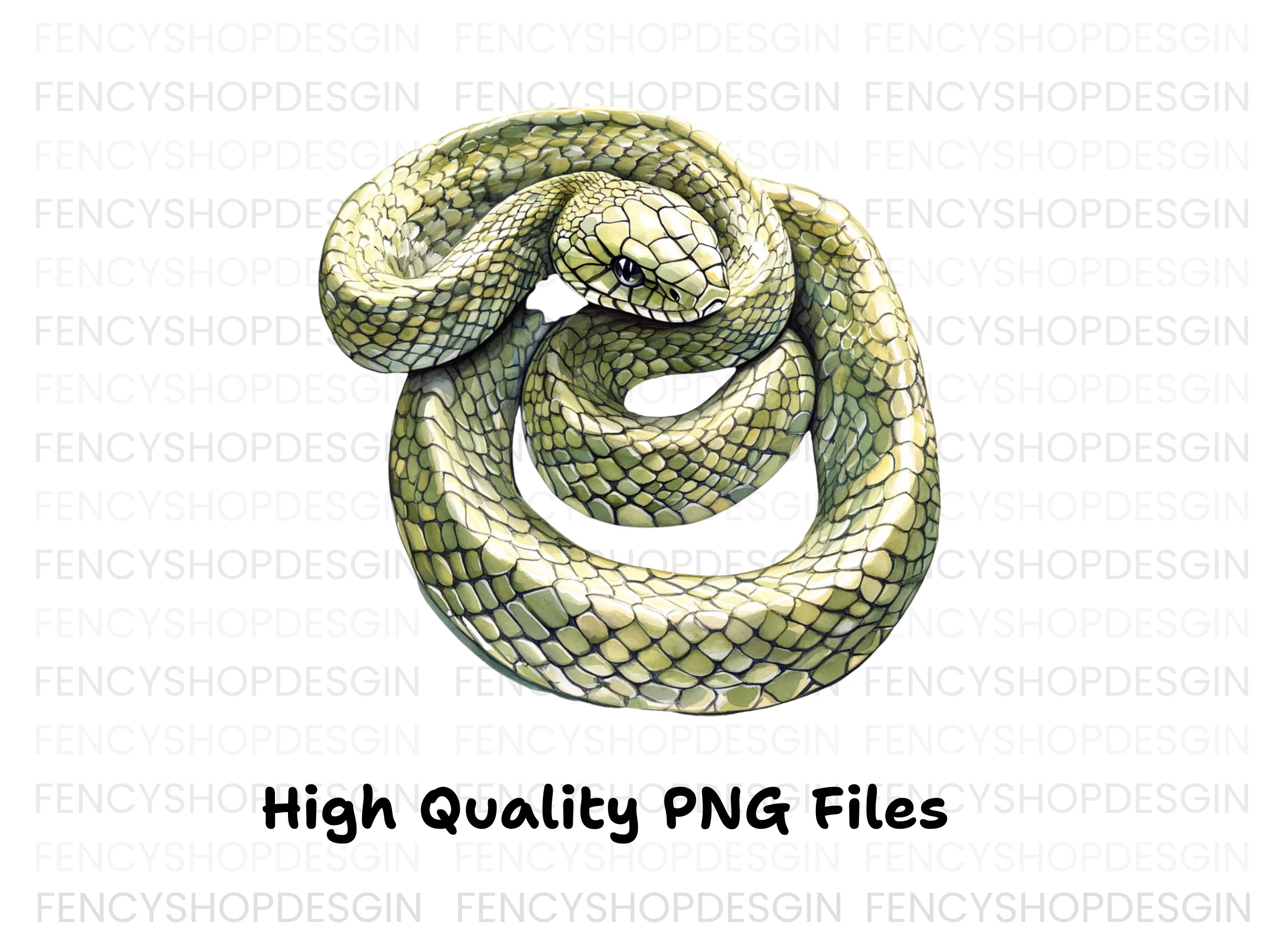 Realistic Green Snake Illustrations Clipart Bundle